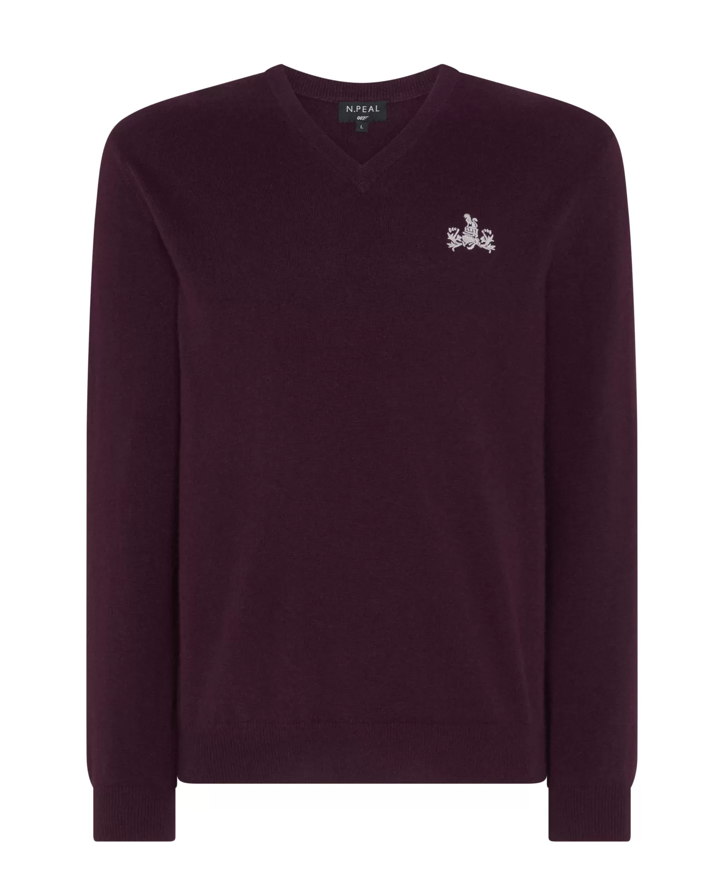 N.Peal 007 Logo V Neck Cashmere Jumper* James Bond Jumpers & Sweaters | Purple