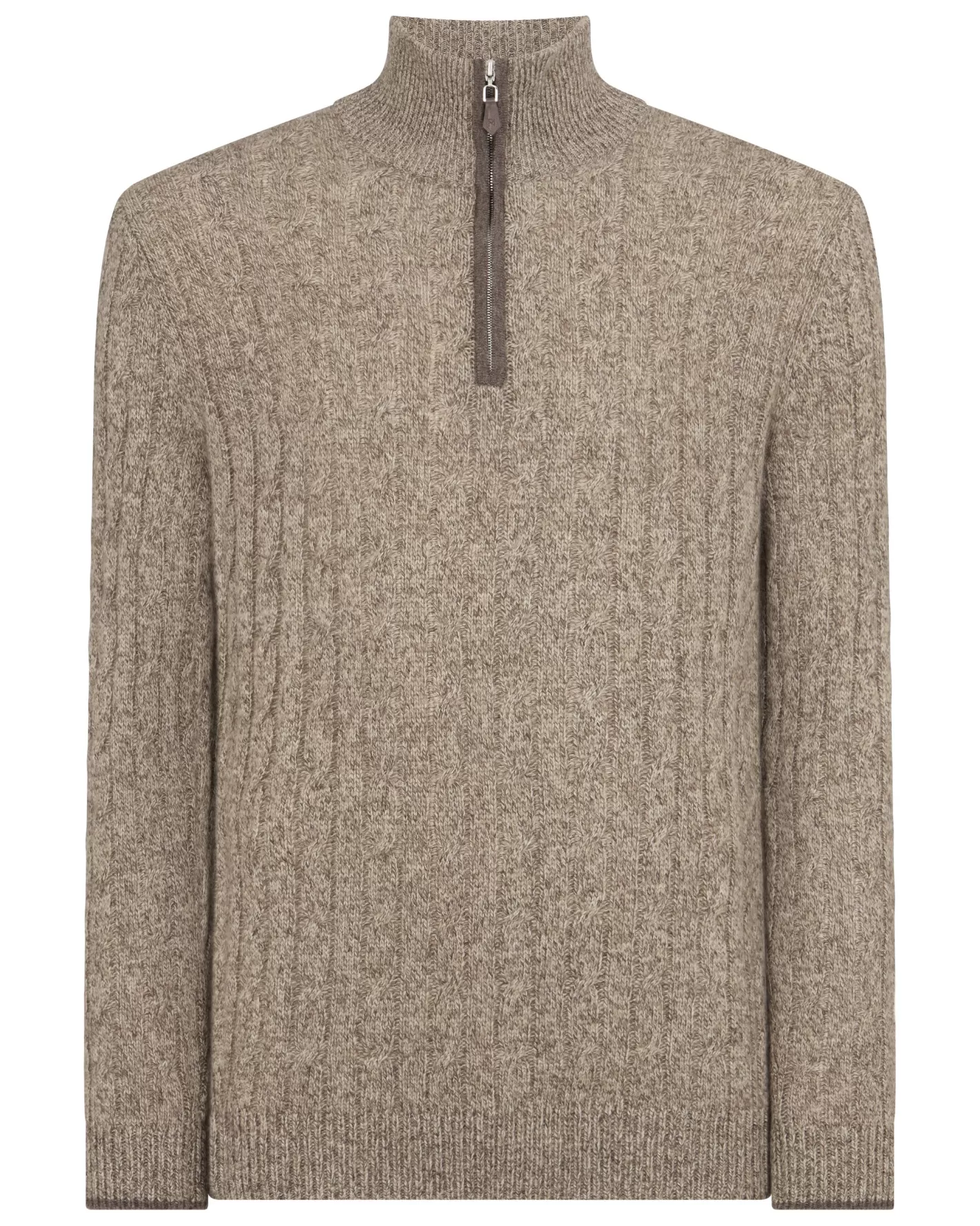 N.Peal Men's Albemarle Cable Half Zip Cashmere Sweater*Women Natural | Natural