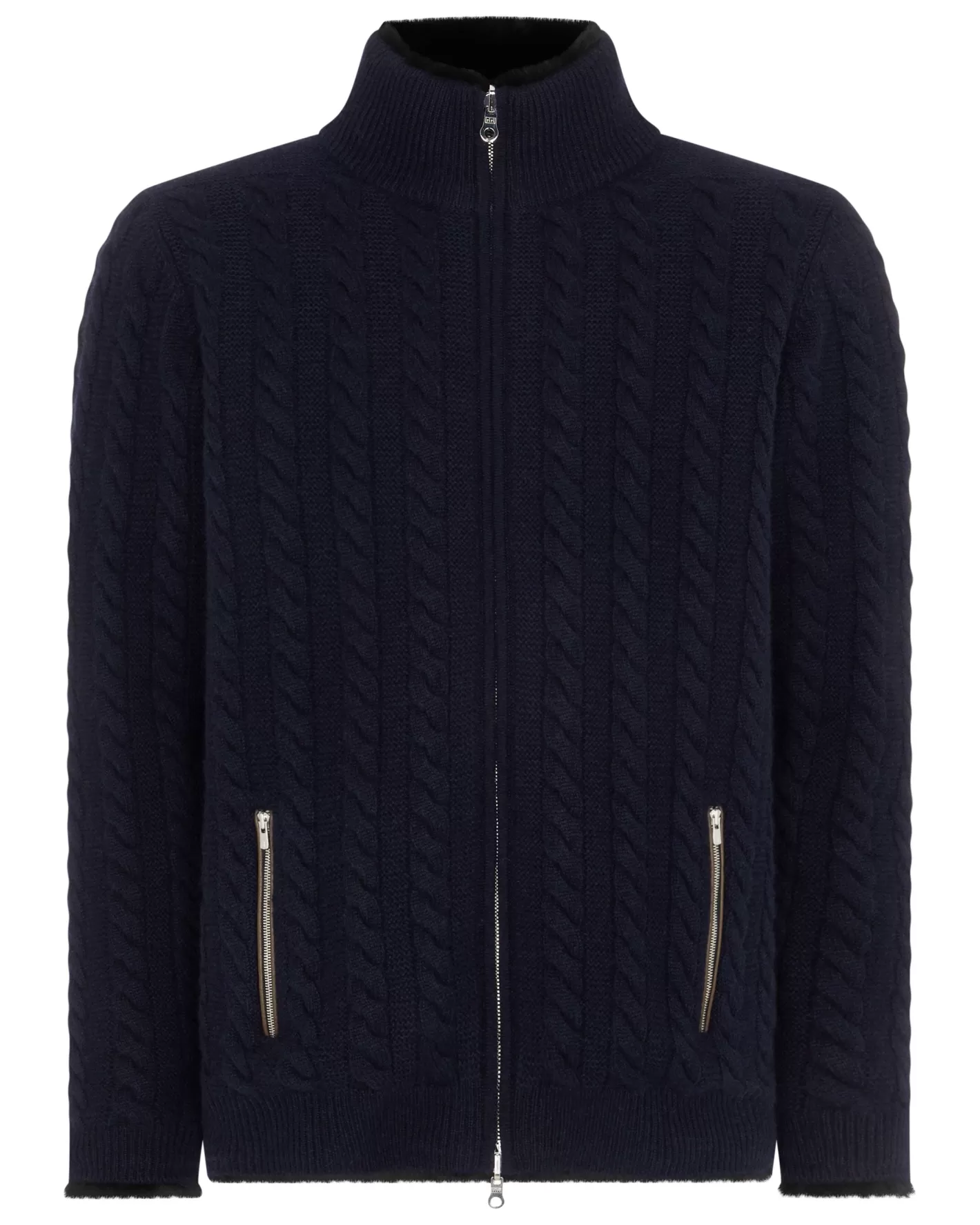 N.Peal Men's Aspen Cashmere Cable Fur Cardigan*Women Blue | Blue