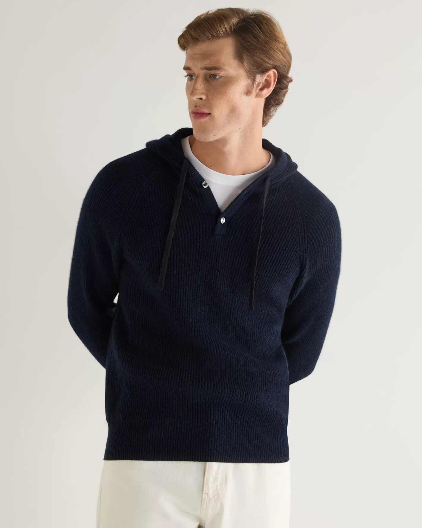 N.Peal Men's Balham Rib Hooded Cashmere Sweater*Women Navy | Navy