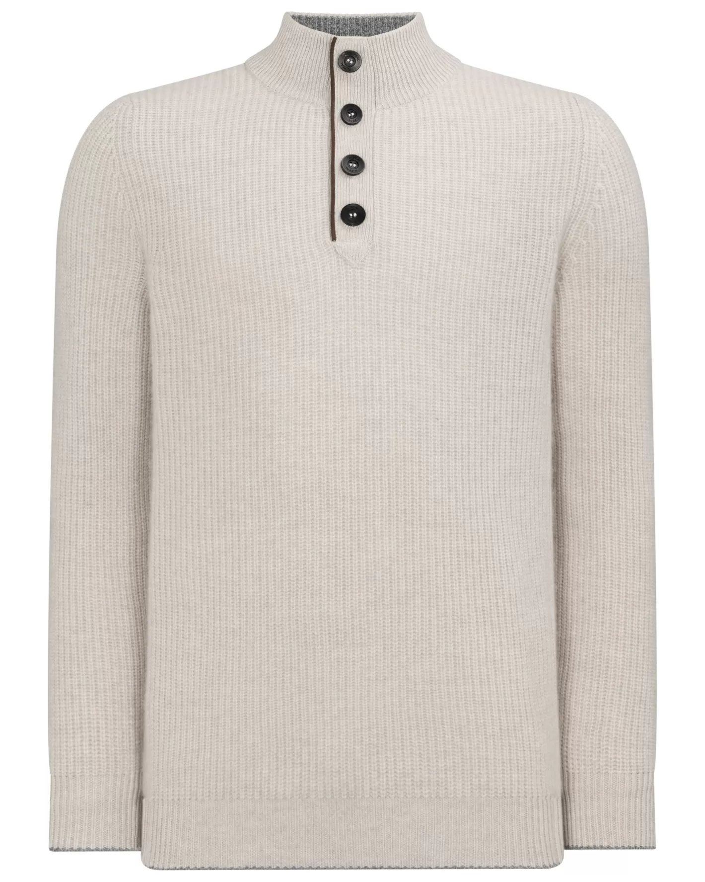 N.Peal Men's Beauchamp Half Button Cashmere Sweater*Women Natural | Natural