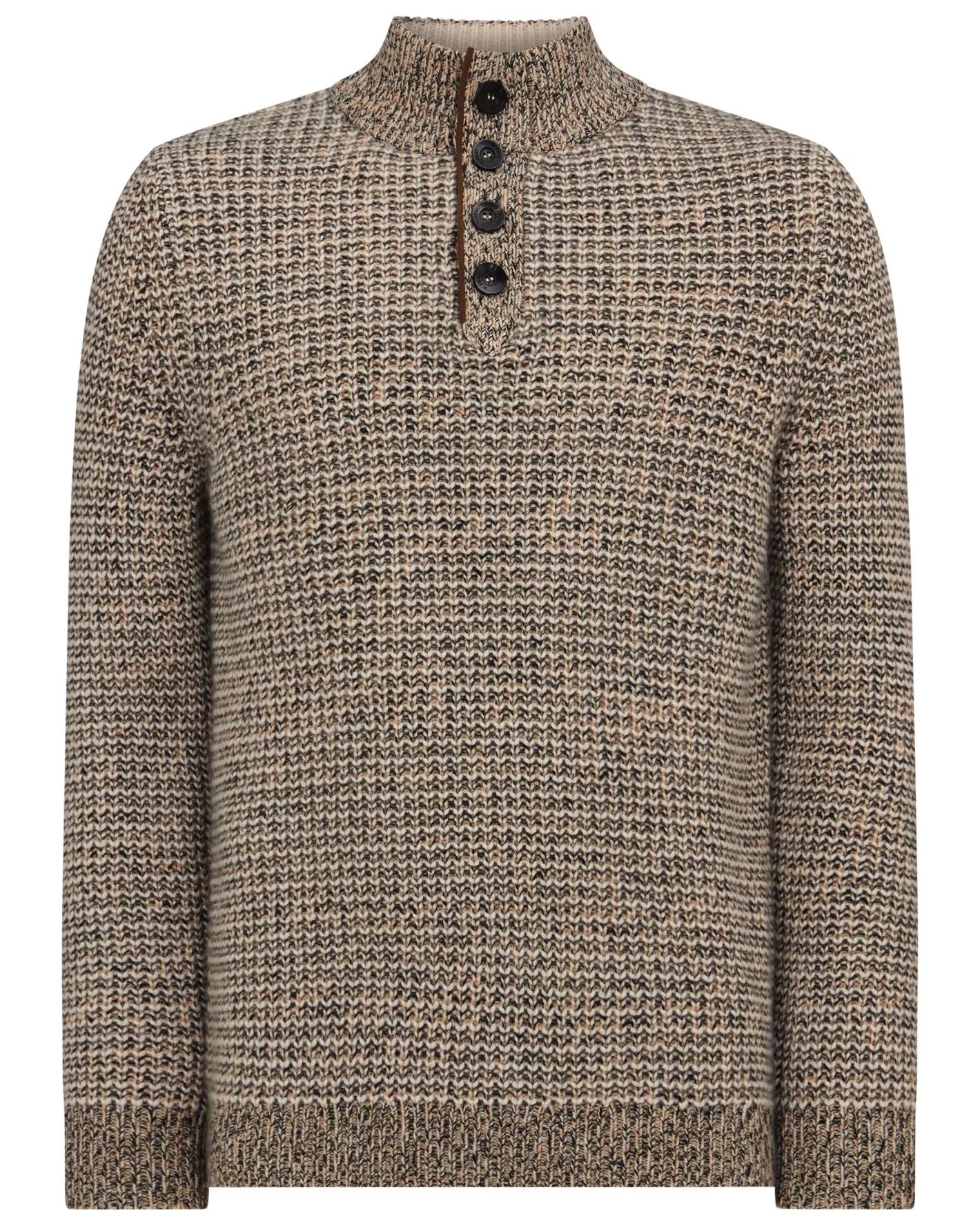 N.Peal Men's Beauchamp Marl Half Button Cashmere Sweater*Women Natural | Natural