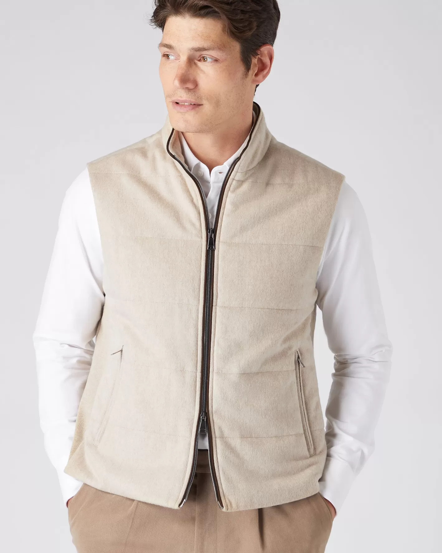 N.Peal Men's Belgravia Cashmere Gilet*Women Natural | Natural