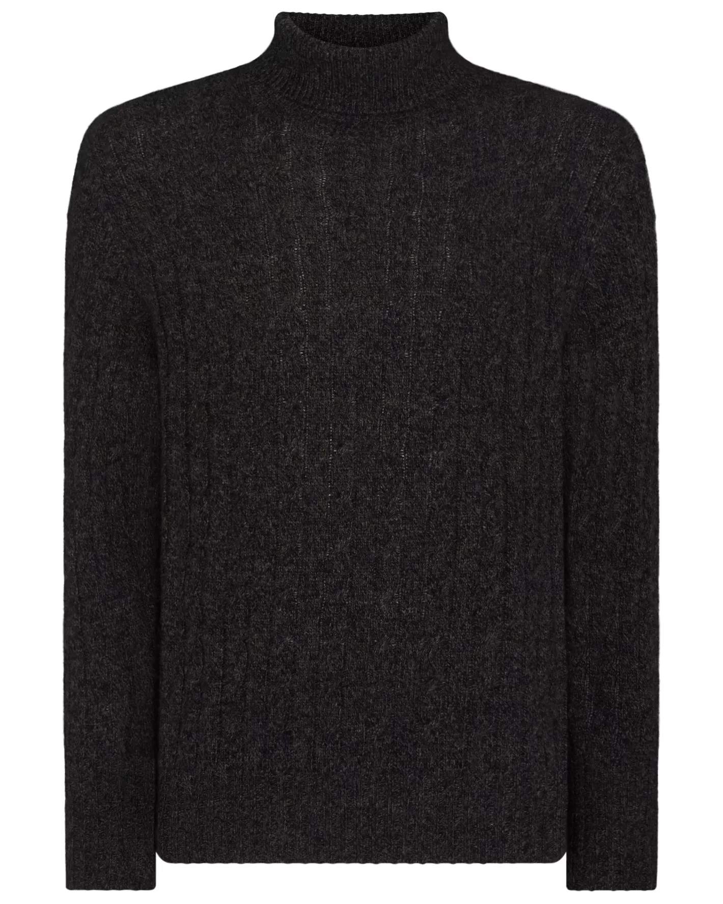 N.Peal Men's Berwick Cable Turtle Neck Cashmere Sweater* Textured Knits | Dark Grey