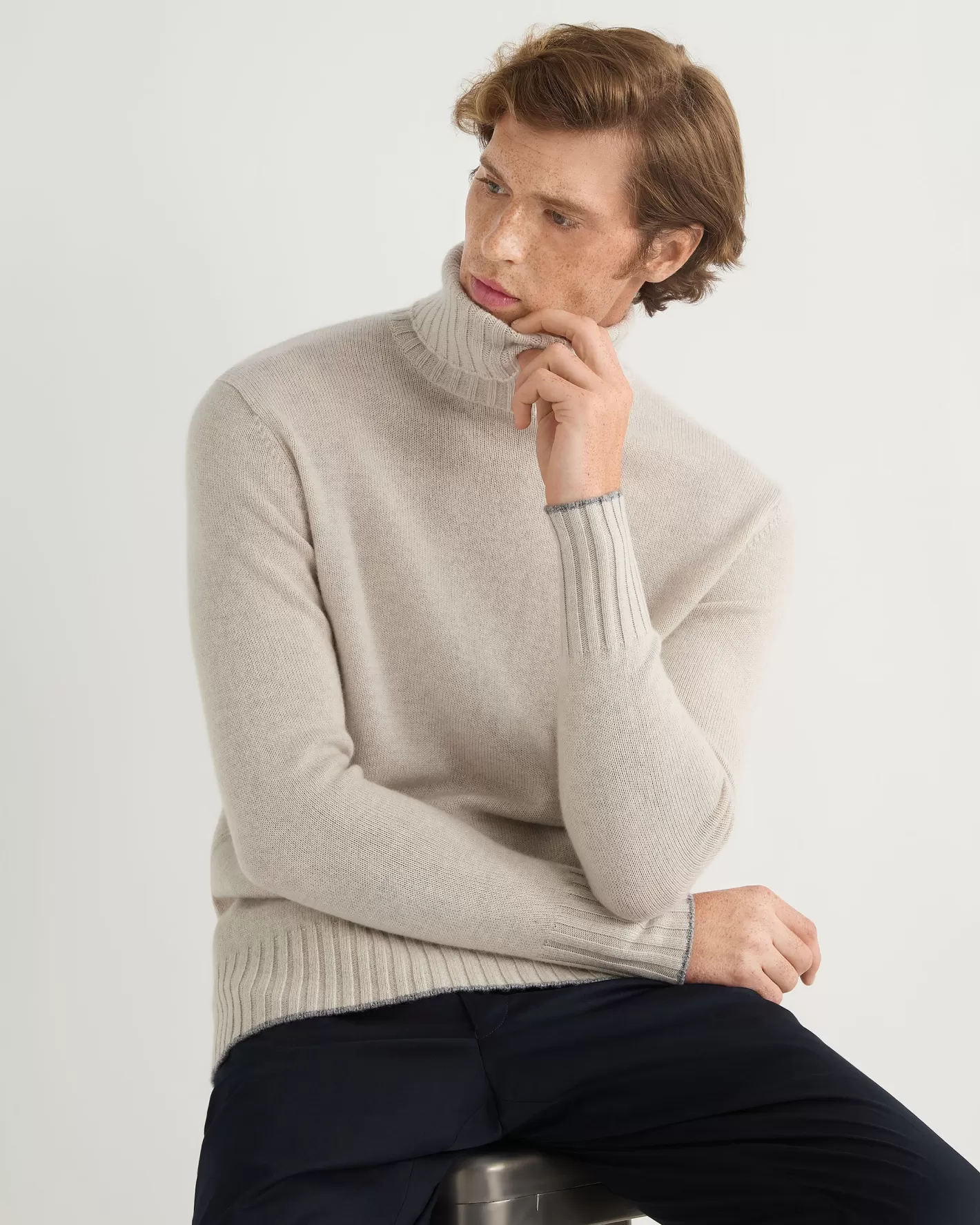 N.Peal Men's Brompton Turtle Neck Cashmere Sweater*Women Natural | Natural