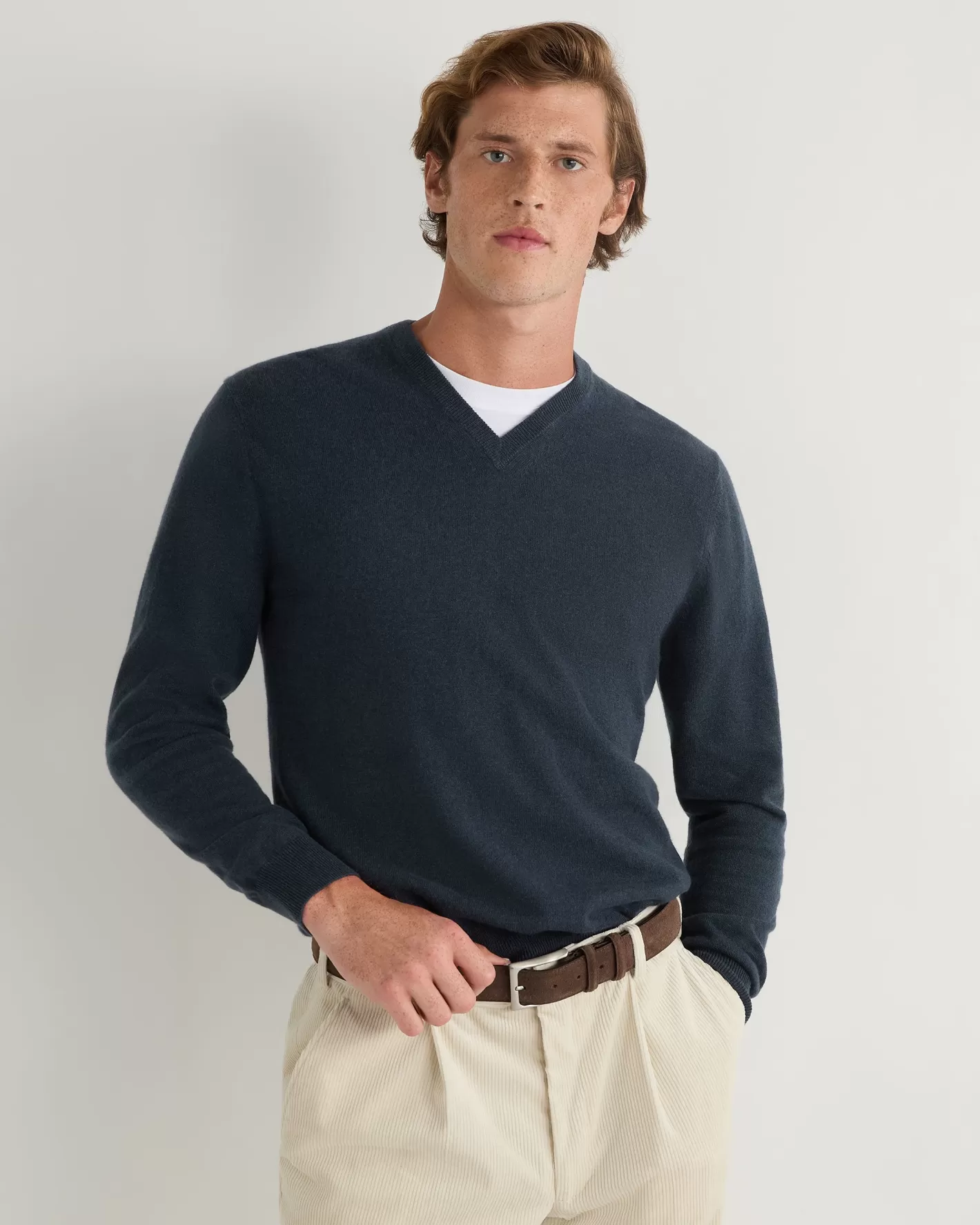 N.Peal Men's Burlington V Neck Cashmere Sweater*Women Blue | Blue