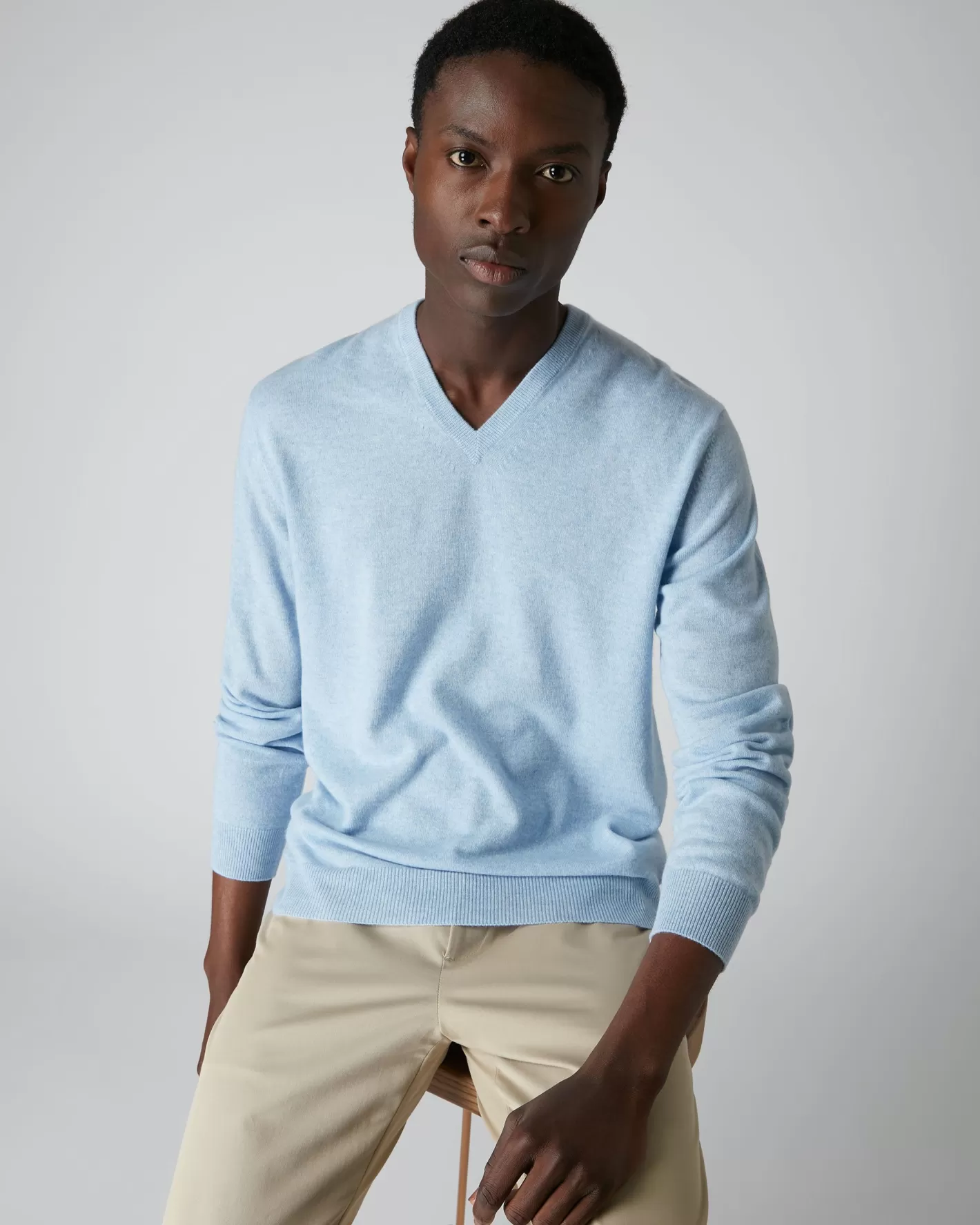 N.Peal Men's Burlington V Neck Cashmere Sweater*Women Blue | Blue