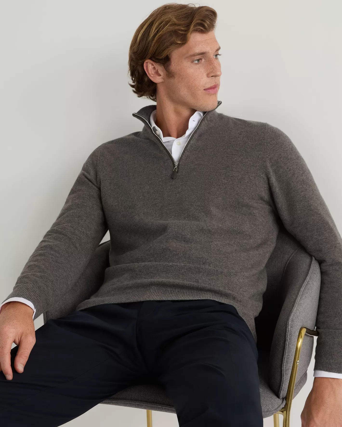 N.Peal Men's Carnaby Half Zip Cashmere Sweater*Women Natural | Natural