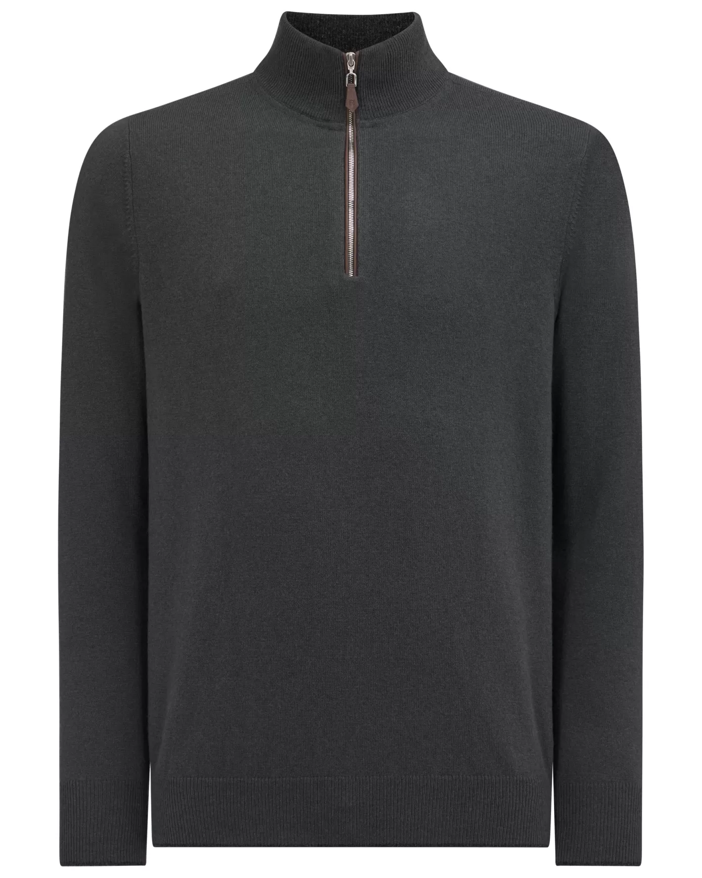 N.Peal Men's Carnaby Half Zip Cashmere Sweater* Dark Grey | West Village