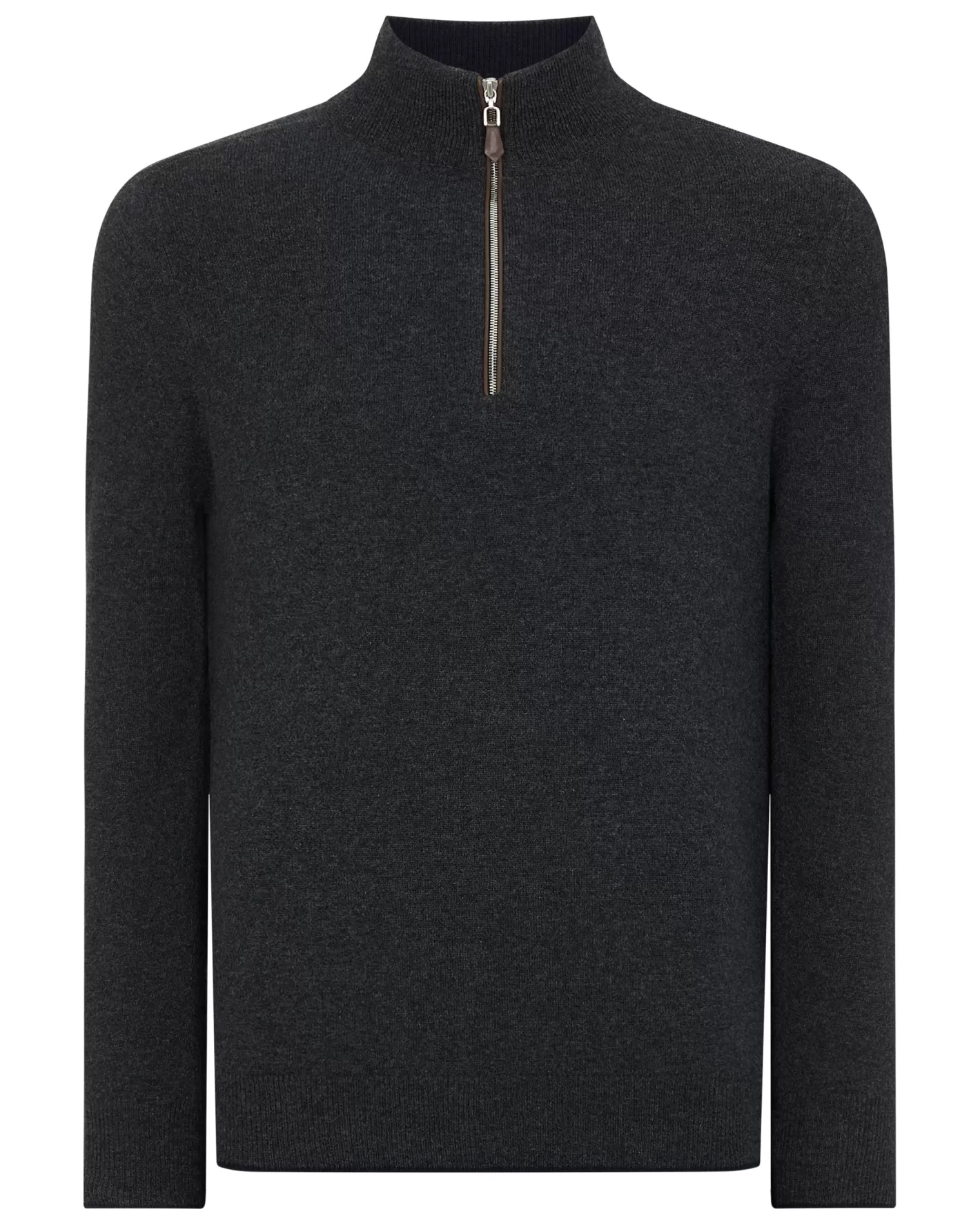 N.Peal Men's Carnaby Half Zip Cashmere Sweater* Dark Grey | Half & Full Zip Knitwear