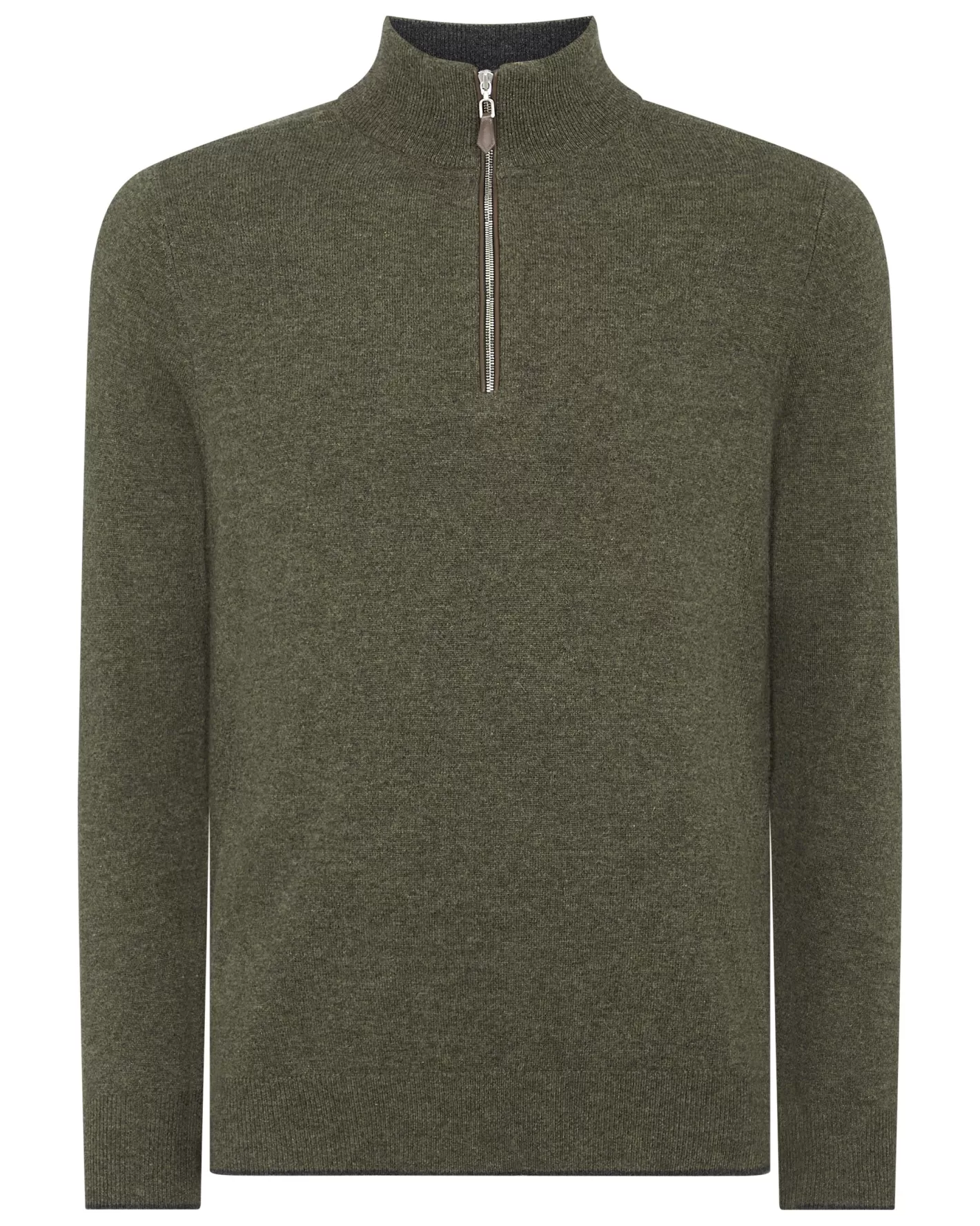 N.Peal Men's Carnaby Half Zip Cashmere Sweater* Green | Half & Full Zip Knitwear