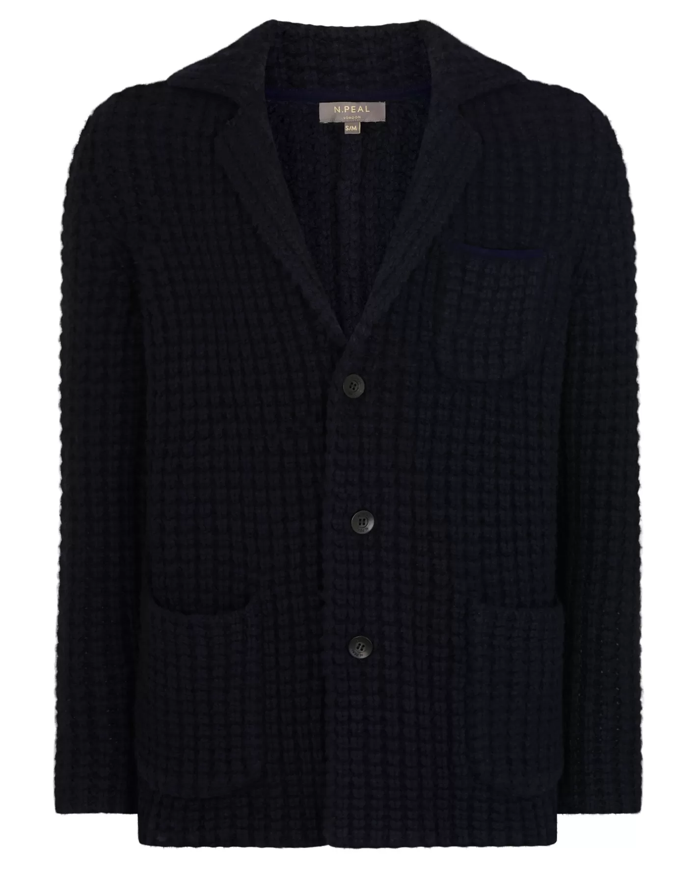 N.Peal Men's Chunky Moss Stitch Cashmere Blazer*Women Navy | Navy