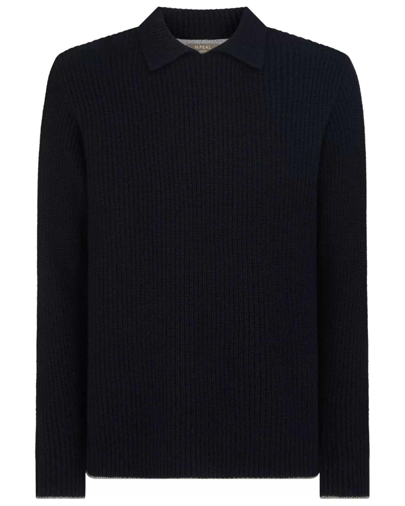 N.Peal Men's Clapham Rib Cashmere Polo*Women Navy | Navy