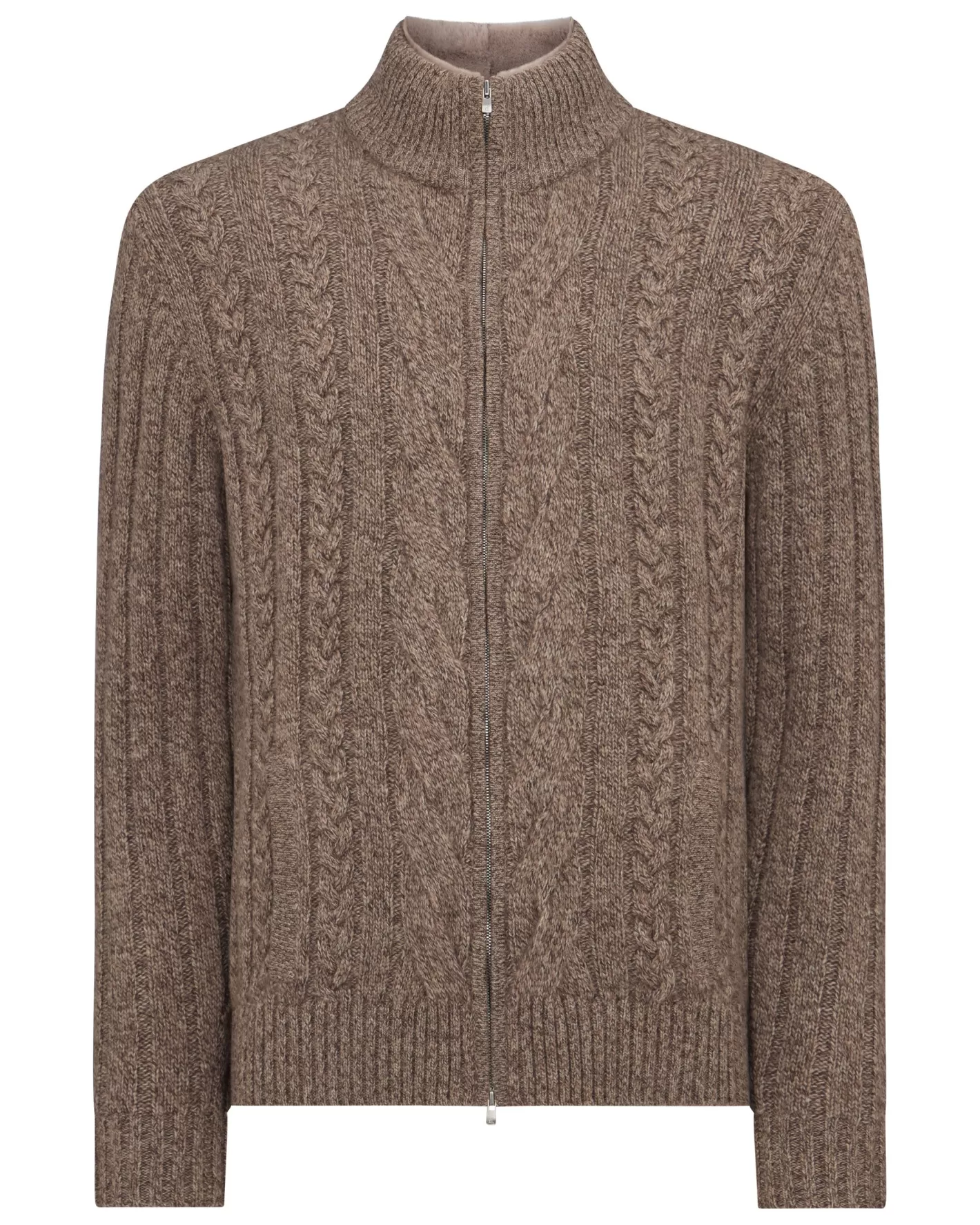 N.Peal Men's Colorado Cable Fur Trim Cashmere Jacket*Women Natural | Natural