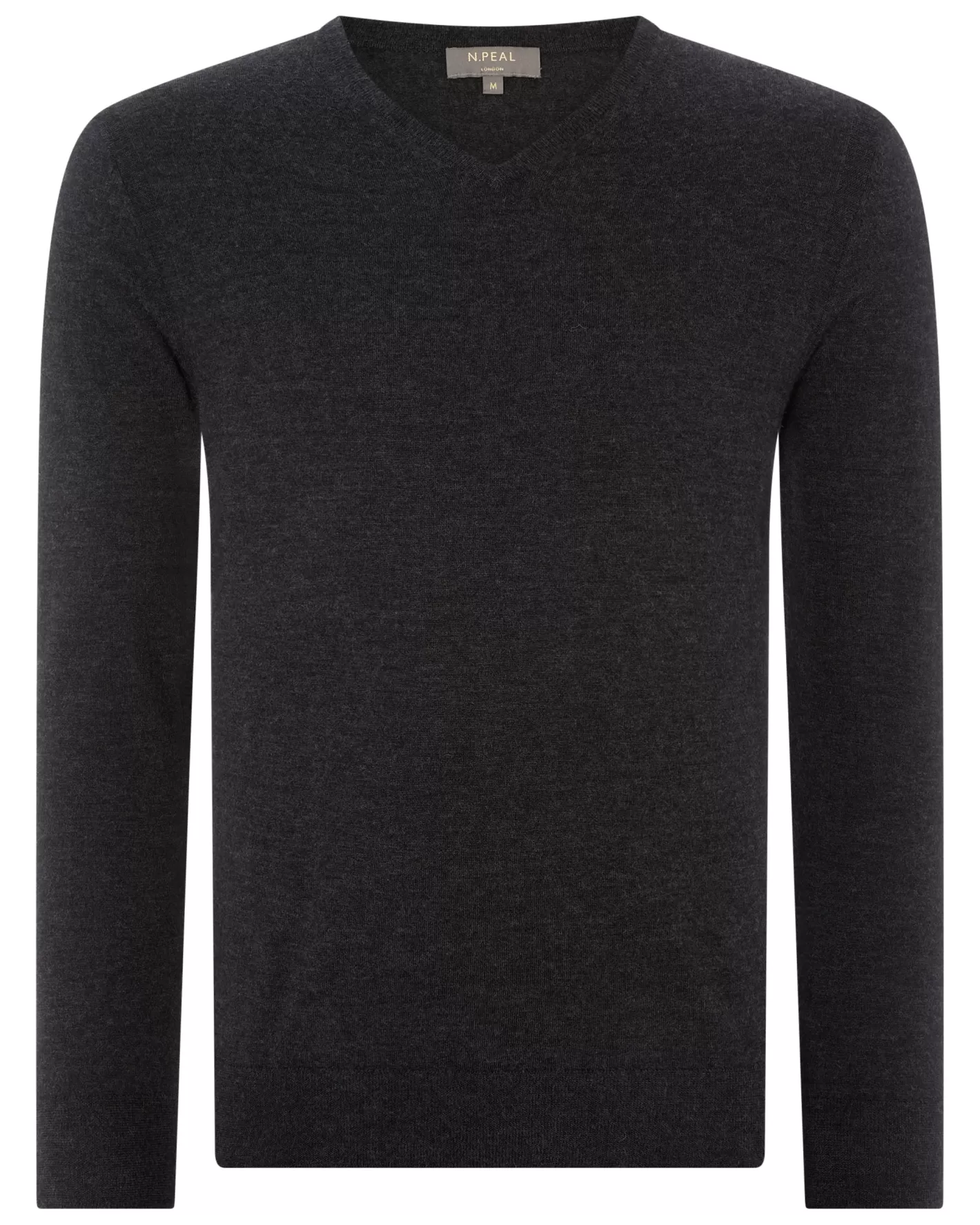 N.Peal Men's Conduit Fine Gauge Cashmere V Neck Sweater* Dark Grey | Fine Gauge Cashmere