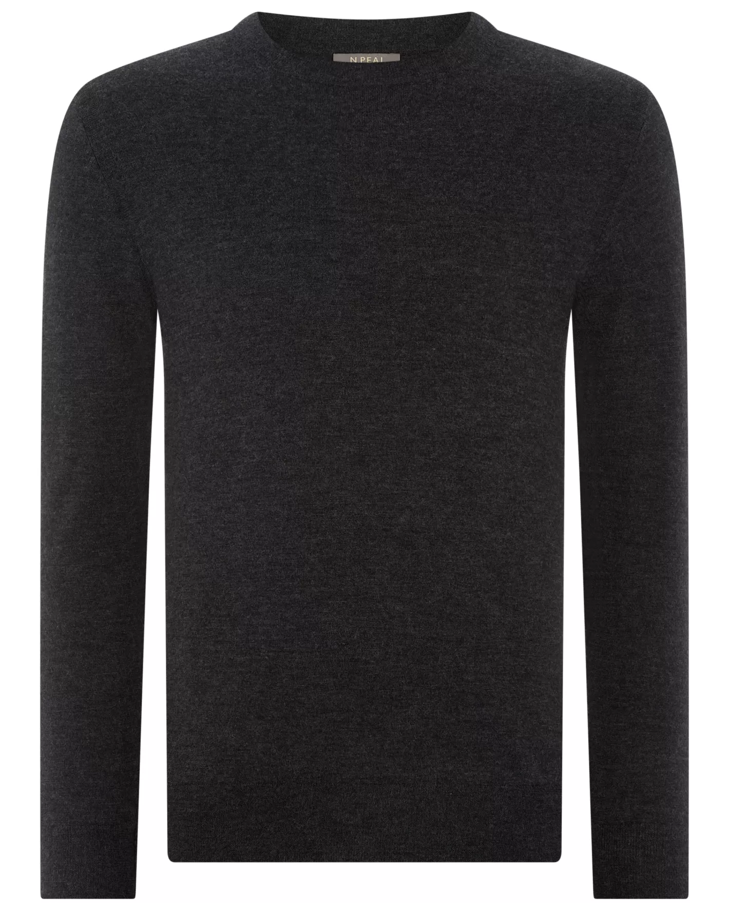 N.Peal Men's Covent Fine Gauge Cashmere Round Neck Sweater* Dark Grey | Fine Gauge Cashmere