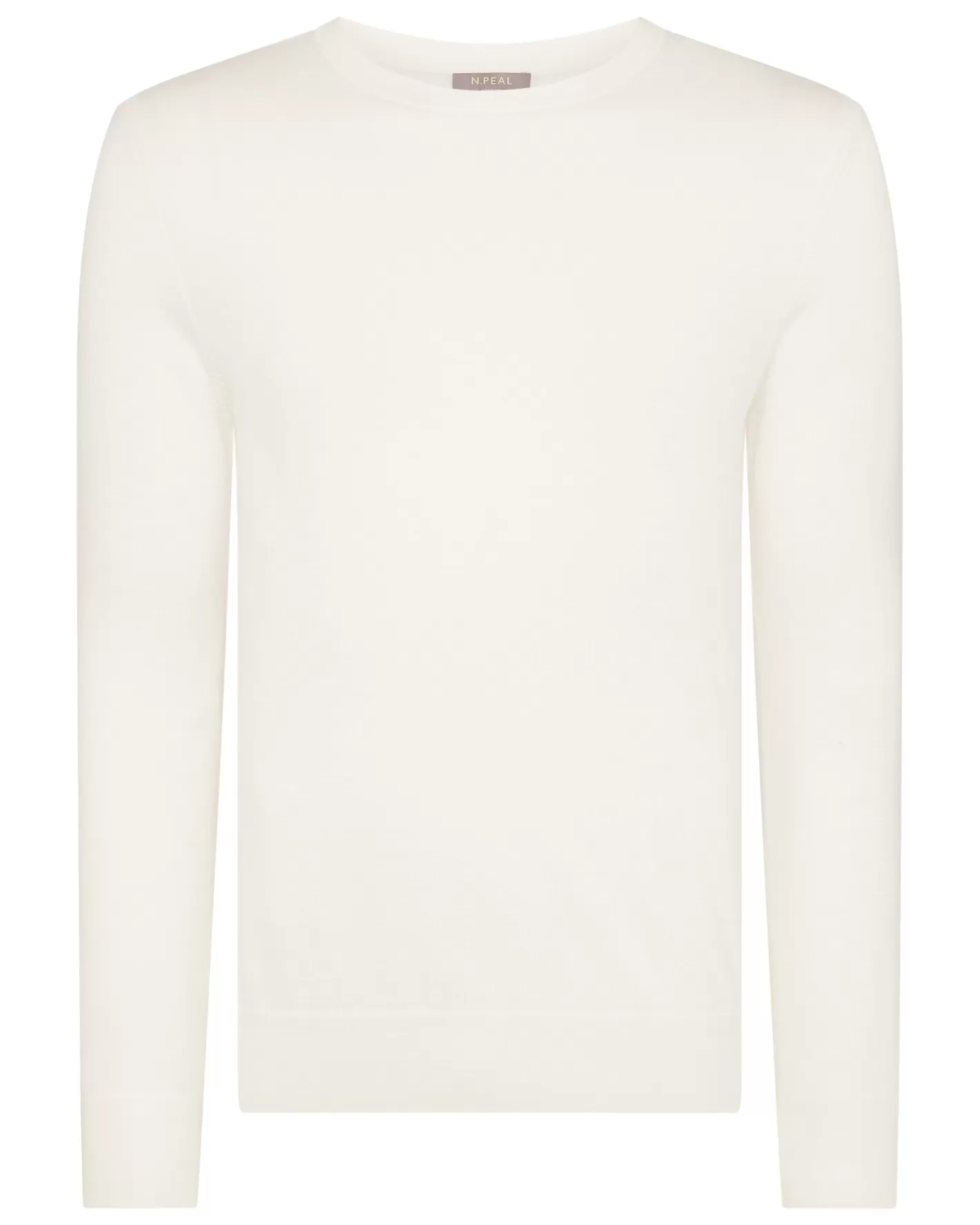 N.Peal Men's Covent Fine Gauge Cashmere Round Neck Sweater*Women White | White