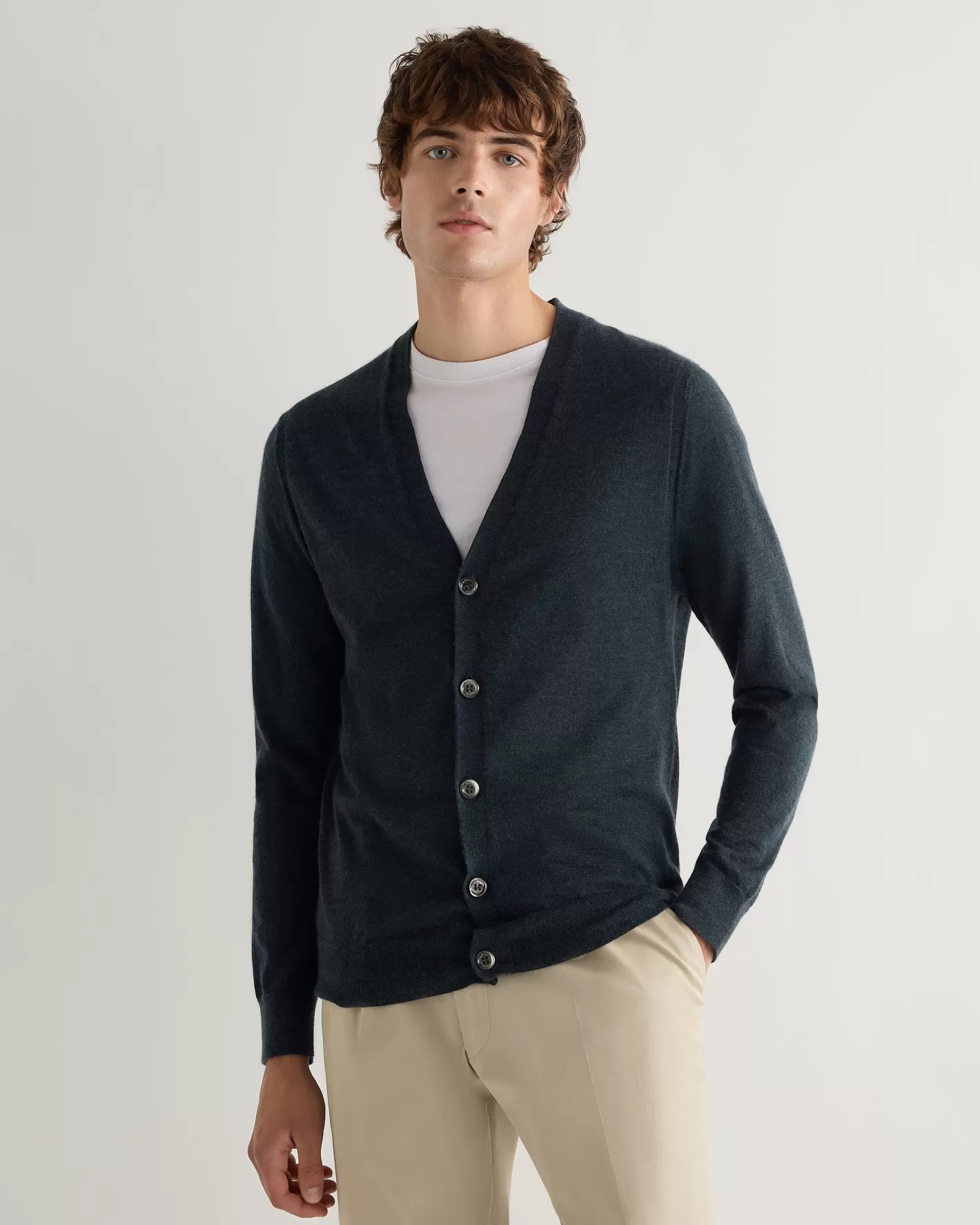 N.Peal Men's Curzon Fine Gauge Cashmere Cardigan*Women Blue | Blue