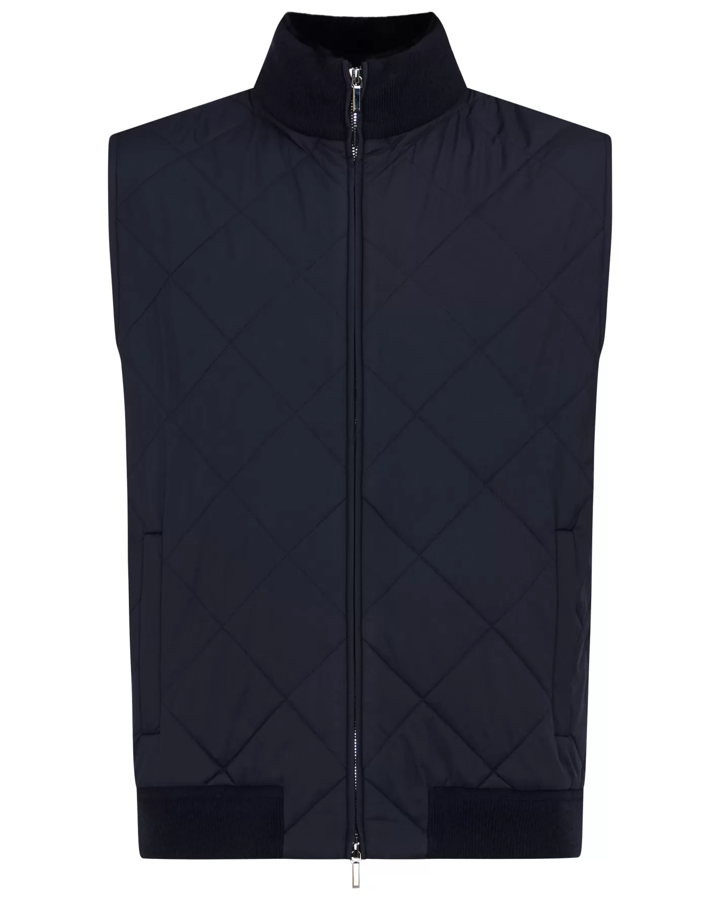 N.Peal Men's Diamond Fur Trim Cashmere Gilet*Women Navy | Navy