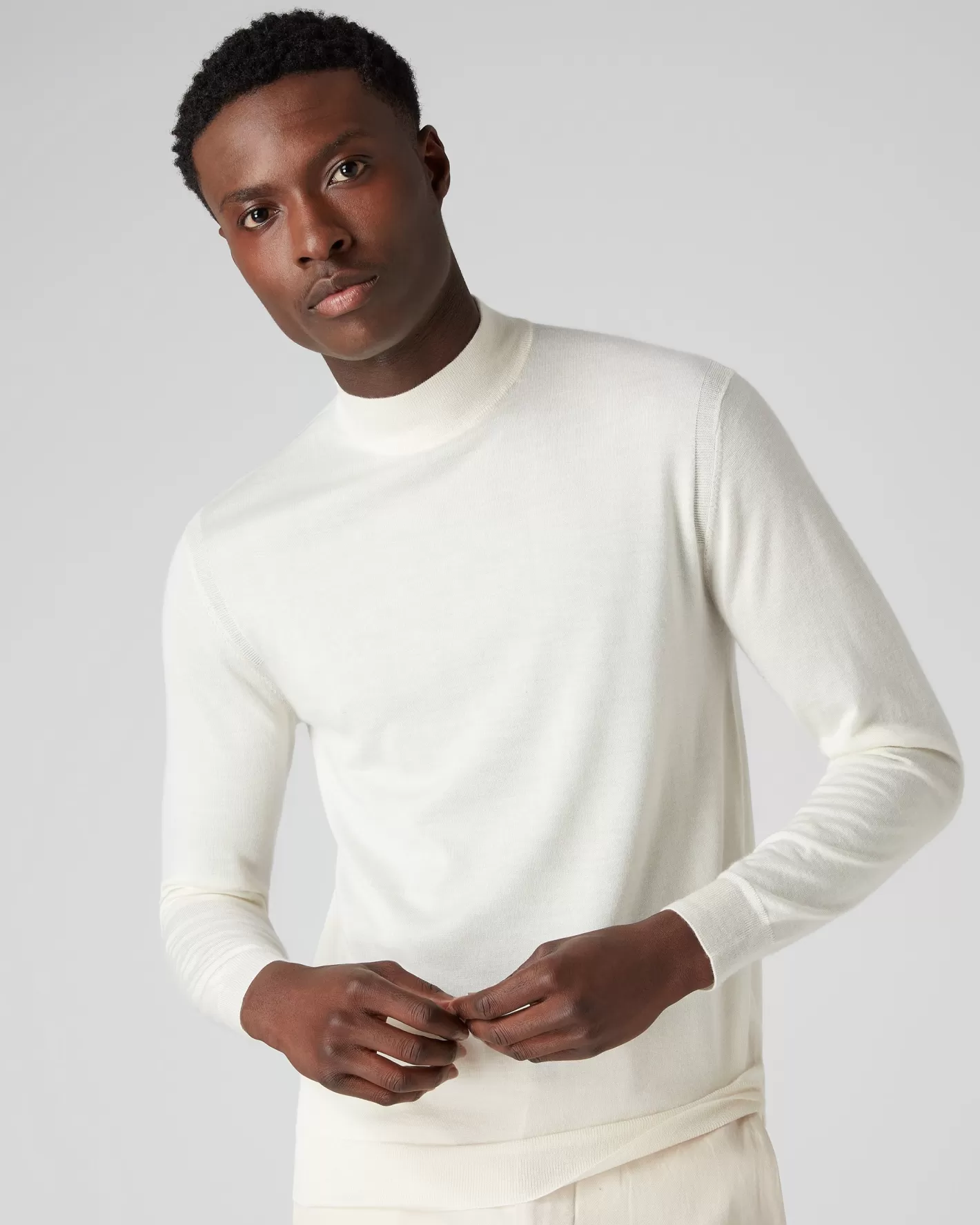 N.Peal Men's Fine Gauge Cashmere Turtle Neck Sweater*Women White | White