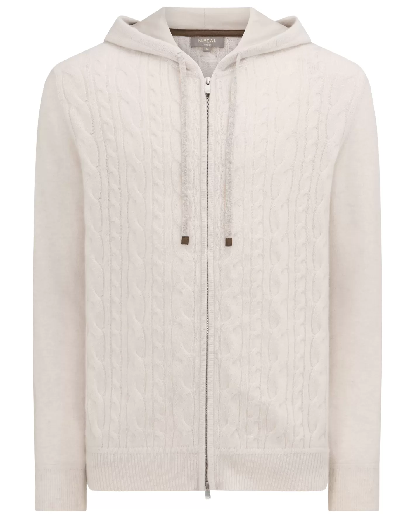 N.Peal Men's Fulham Cable Zip Cashmere Hoodie*Women White | White