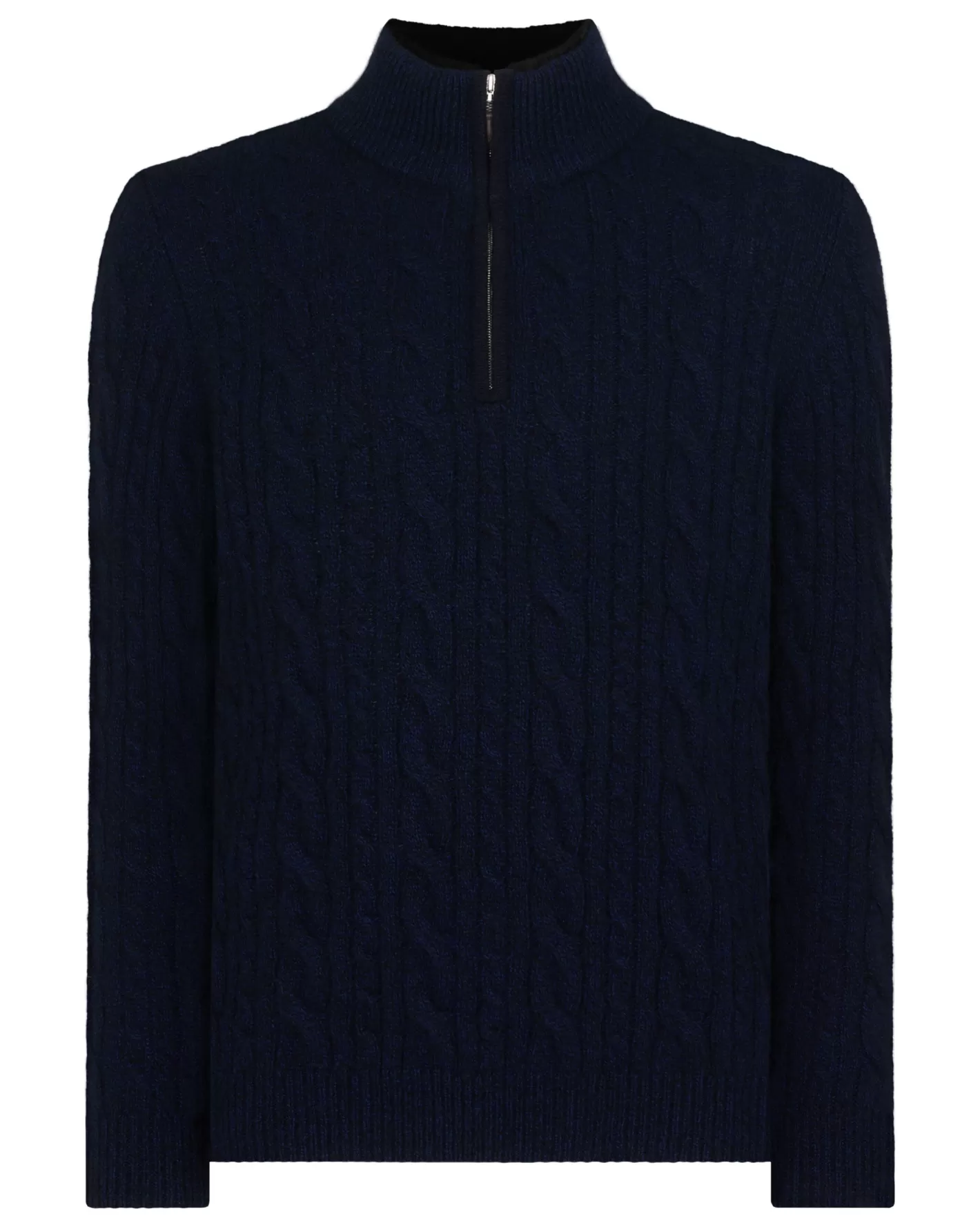 N.Peal Men's Fur Trim Half Zip Cashmere Sweater*Women Navy | Navy