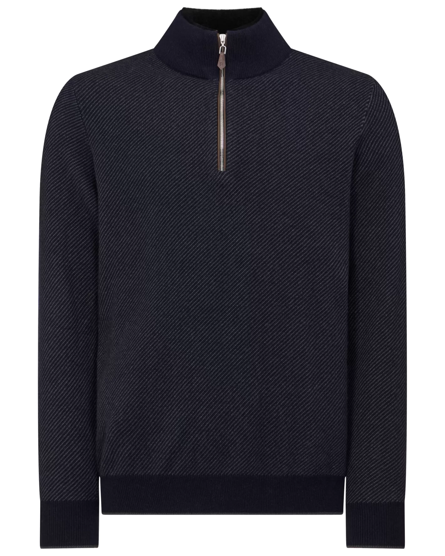 N.Peal Men's Fur Trim Half Zip Cashmere Sweater*Women Navy | Navy