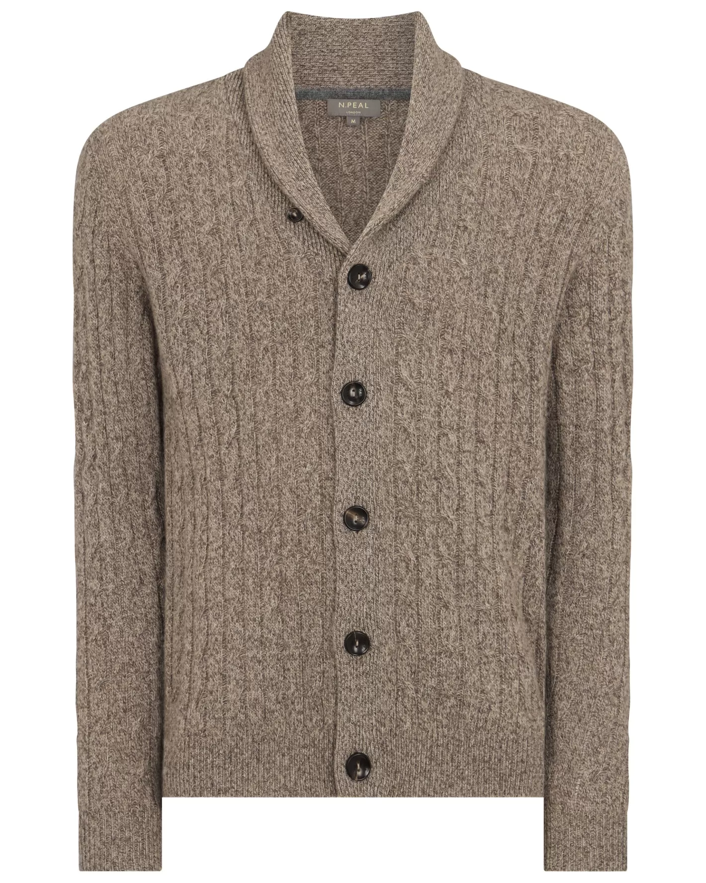 N.Peal Men's Garrick Shawl Cable Cashmere Cardigan*Women Natural | Natural