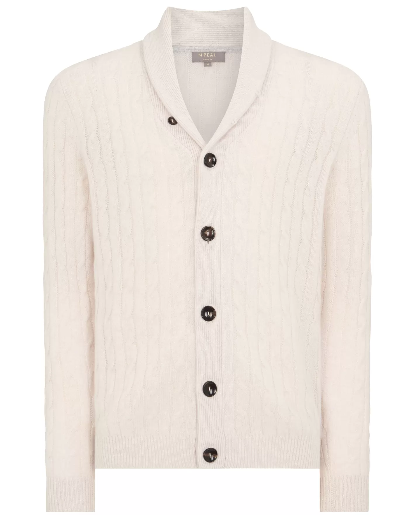 N.Peal Men's Garrick Shawl Cable Cashmere Cardigan*Women White | White