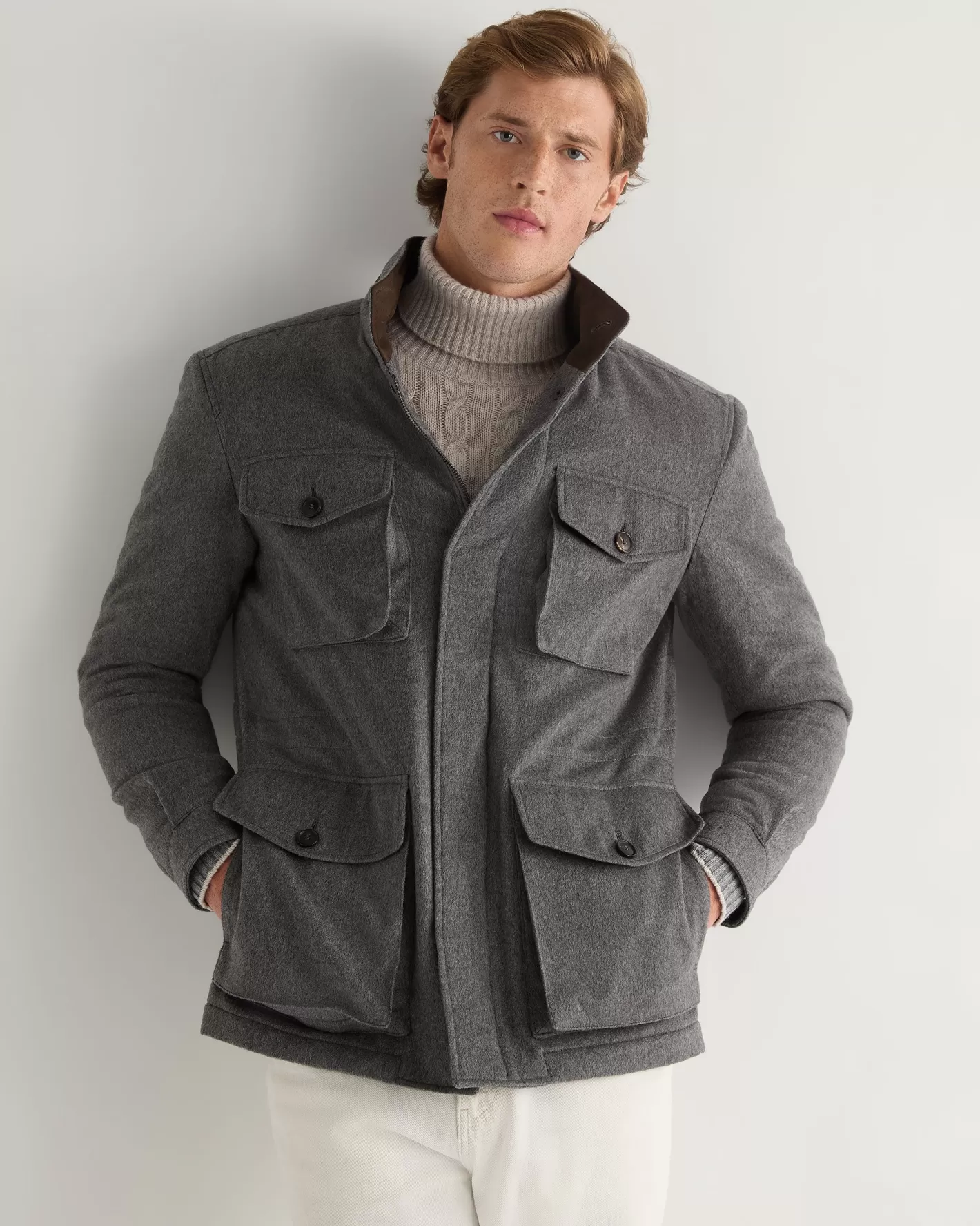 N.Peal Men's Hampton Cashmere Jacket* Dark Grey | West Village