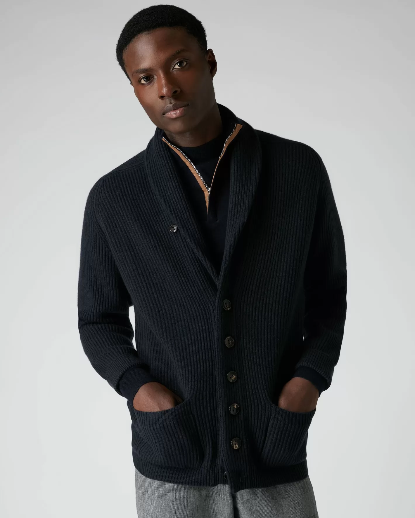 N.Peal Men's Kensington Cashmere Cardigan*Women Navy | Navy