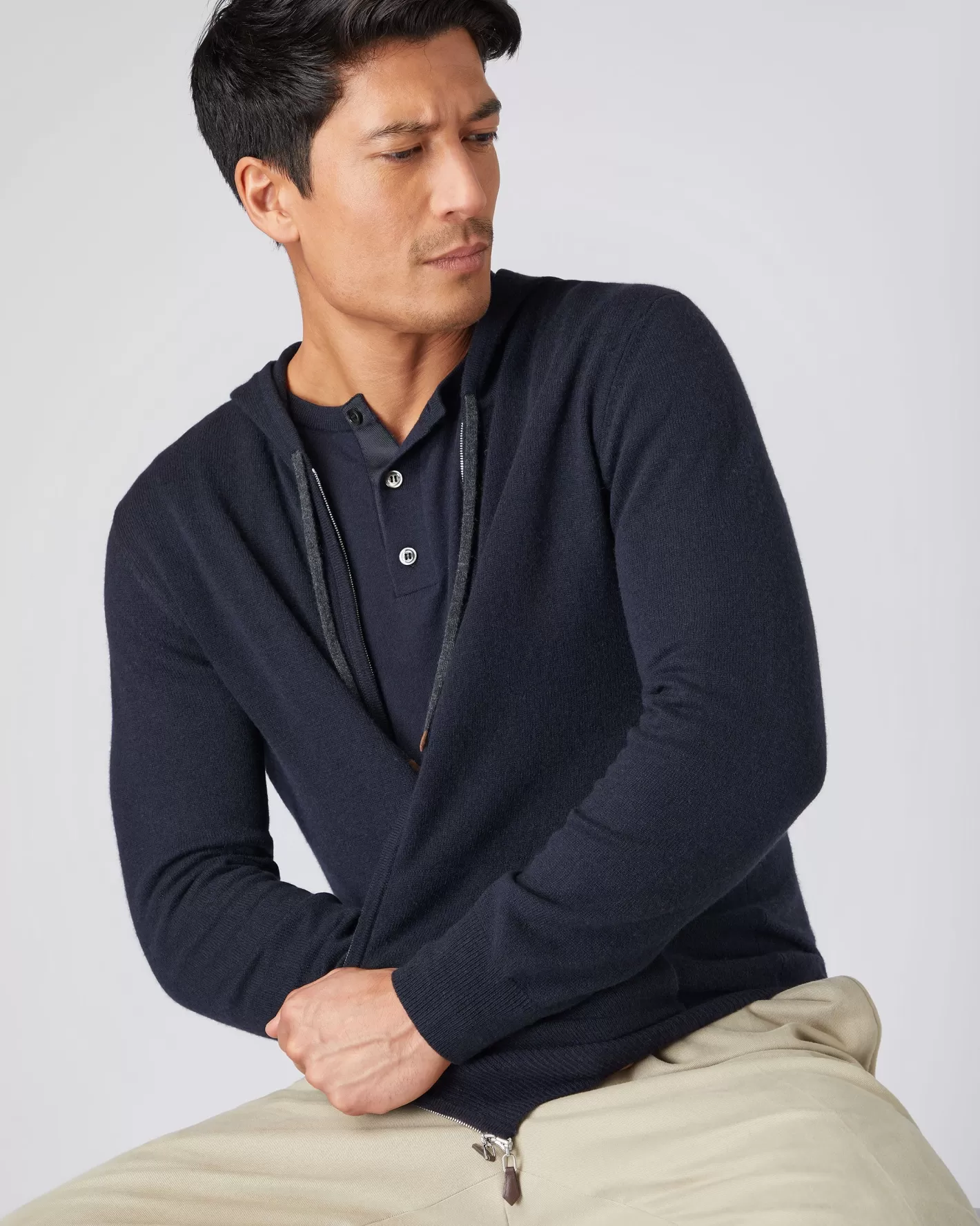 N.Peal Men's Ladbroke Cashmere Hoodie*Women Navy | Navy