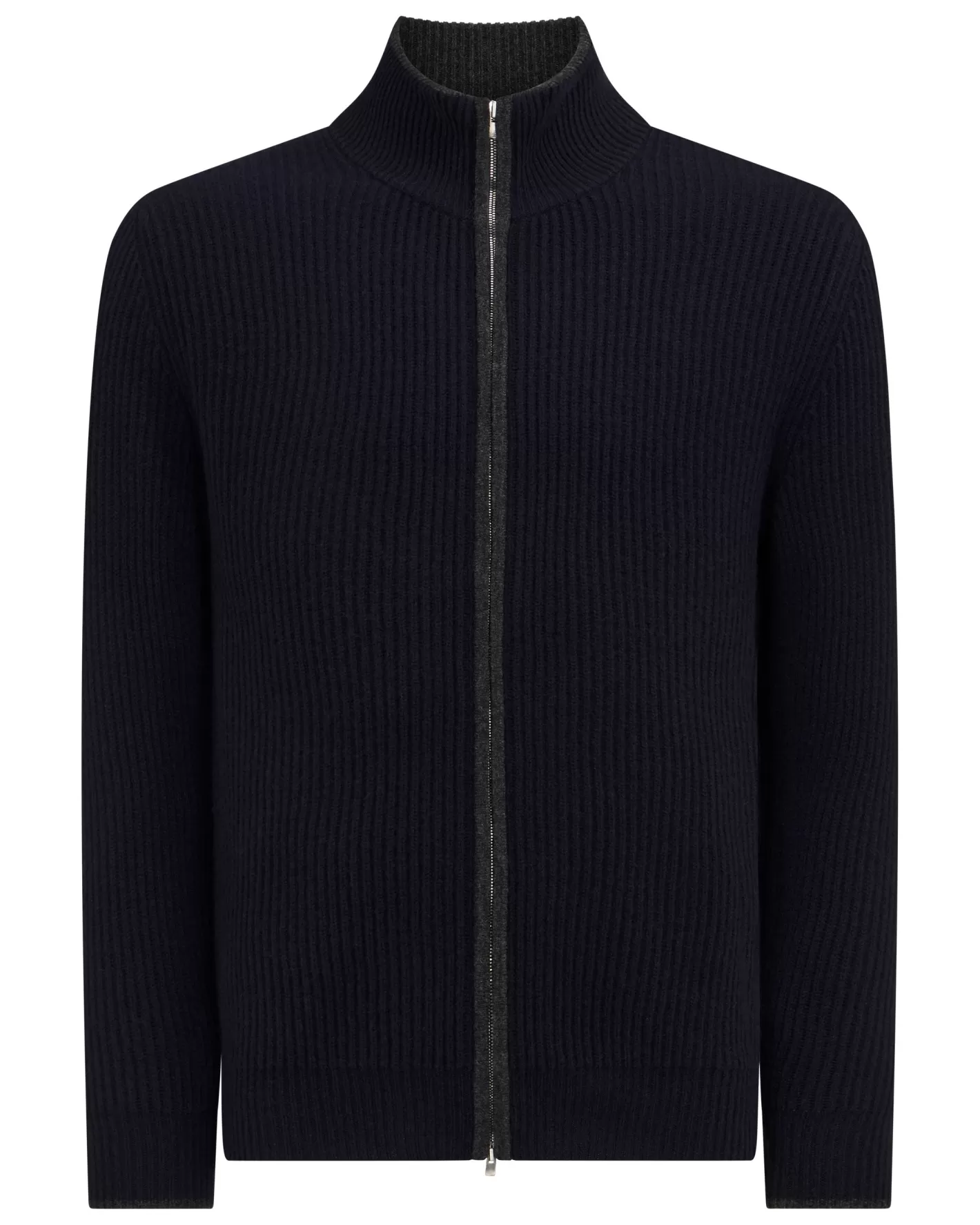 N.Peal Men's Lambeth Rib Full Zip Cashmere Cardigan*Women Navy | Navy