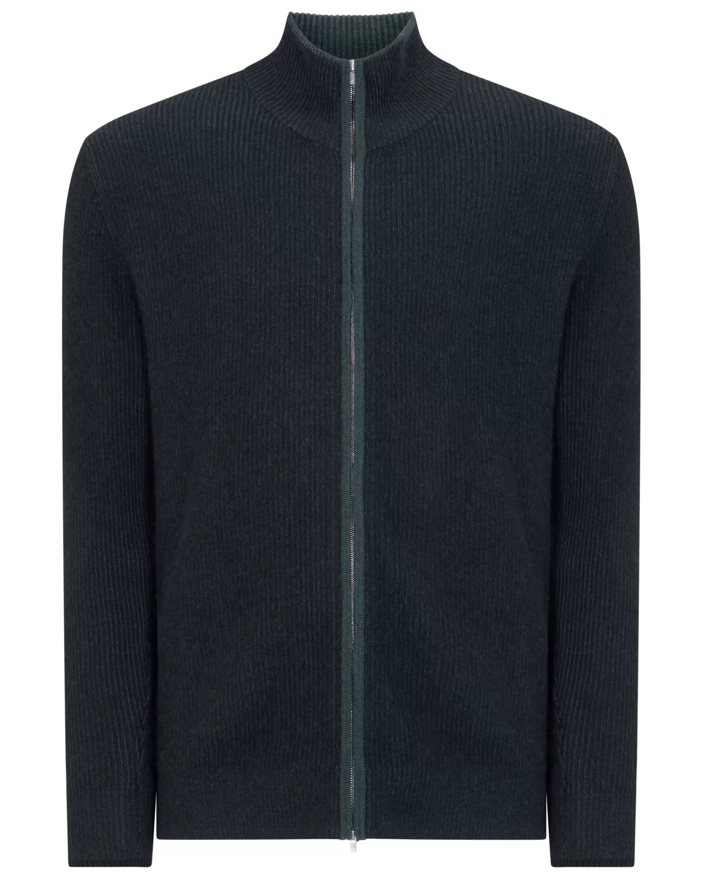 N.Peal Men's Lambeth Two Tone Rib Full Zip Cashmere Cardigan*Women Navy | Navy