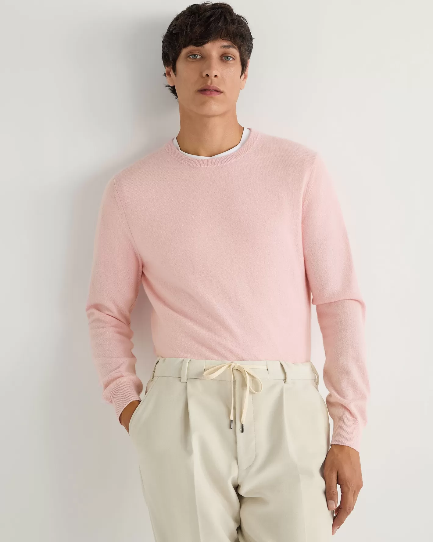 N.Peal Men's Oxford Round Neck Cashmere Sweater*Women Pink | Pink