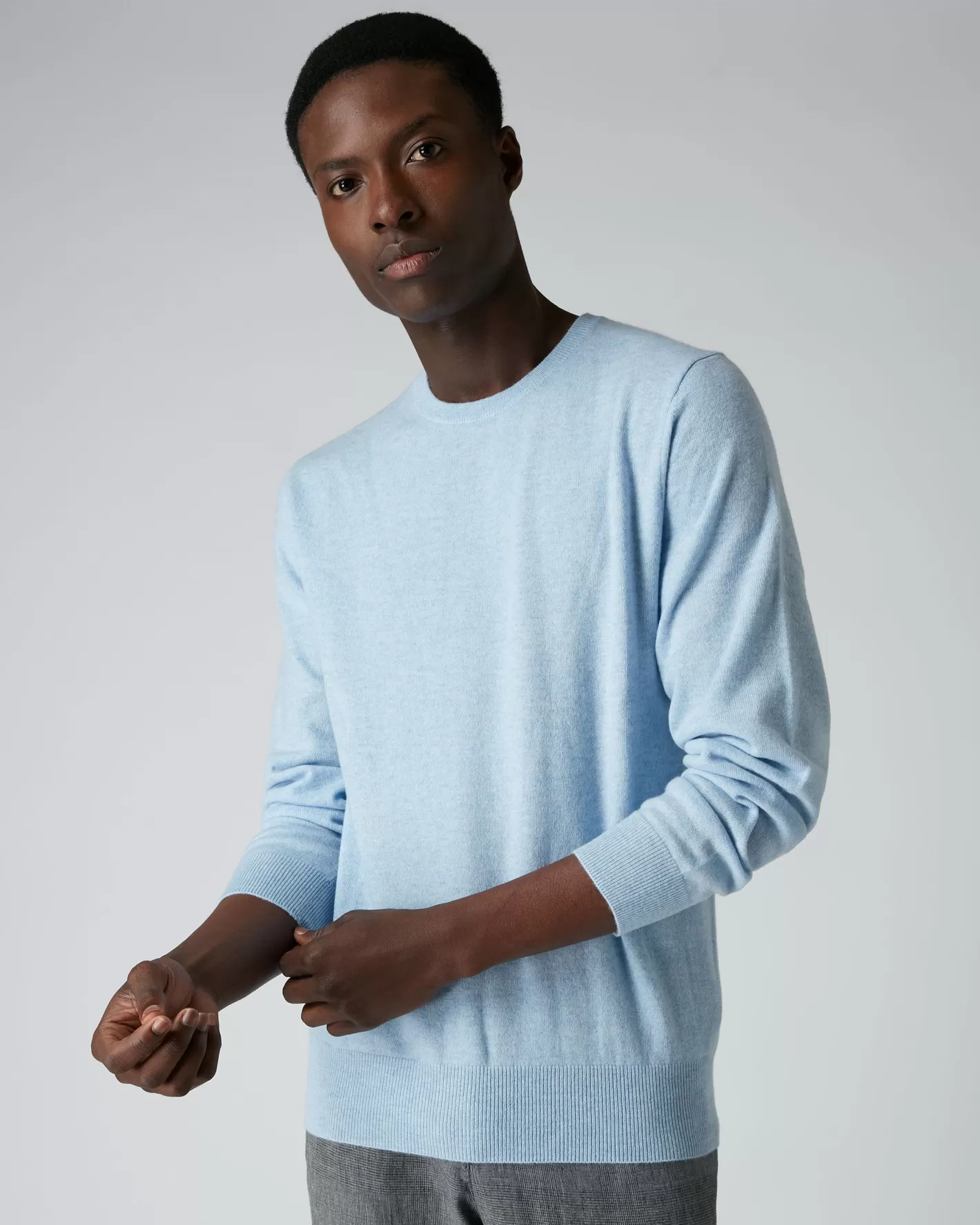 N.Peal Men's Oxford Round Neck Cashmere Sweater*Women Blue | Blue