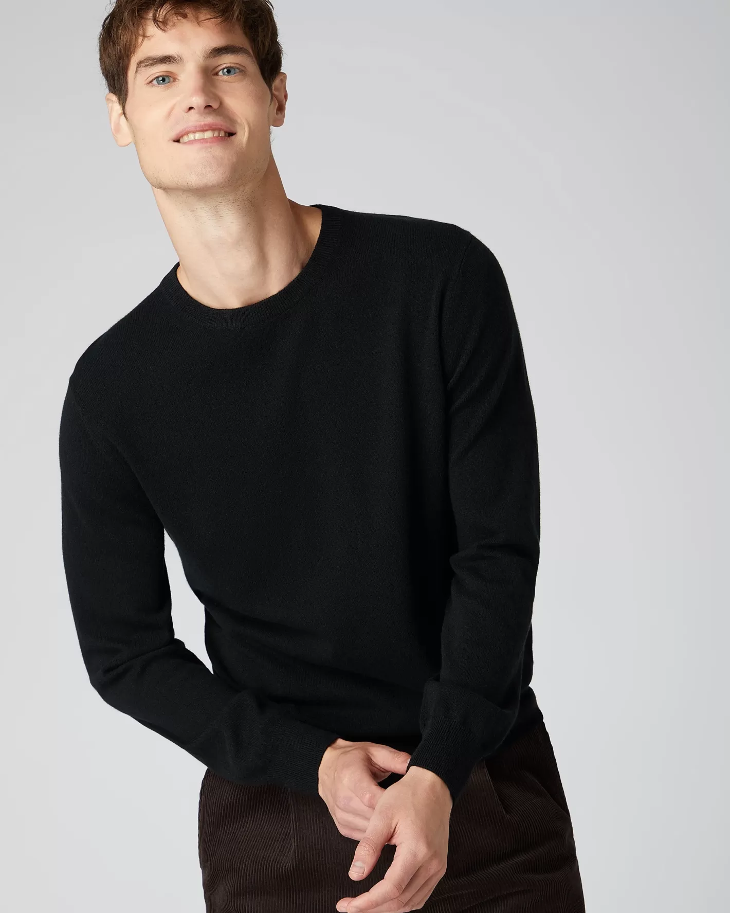 N.Peal Men's Oxford Round Neck Cashmere Sweater*Women Black | Black