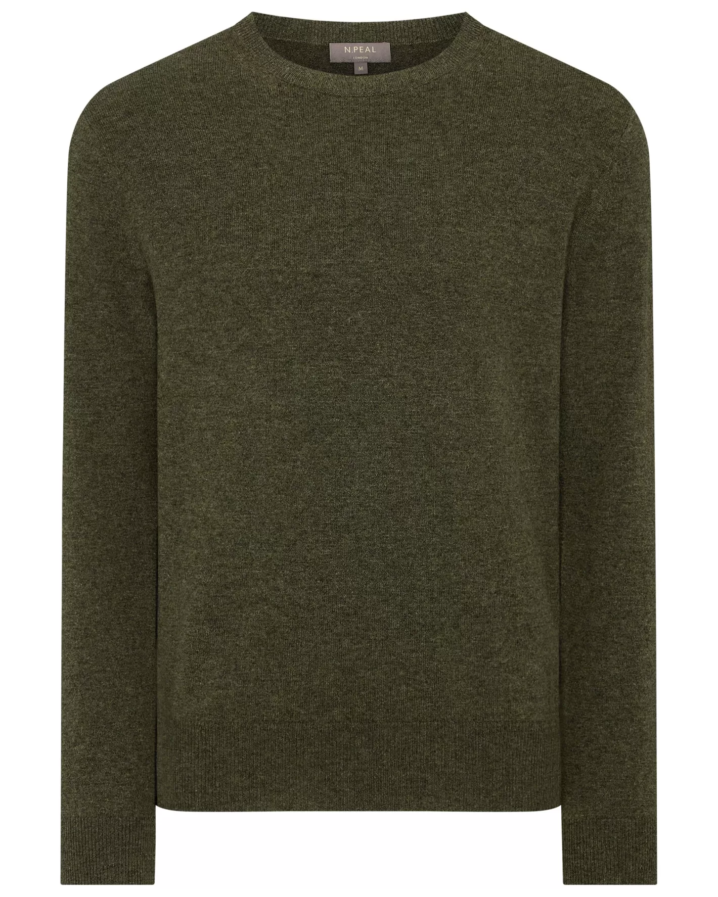 N.Peal Men's Oxford Round Neck Cashmere Sweater* Green | Classic Cashmere