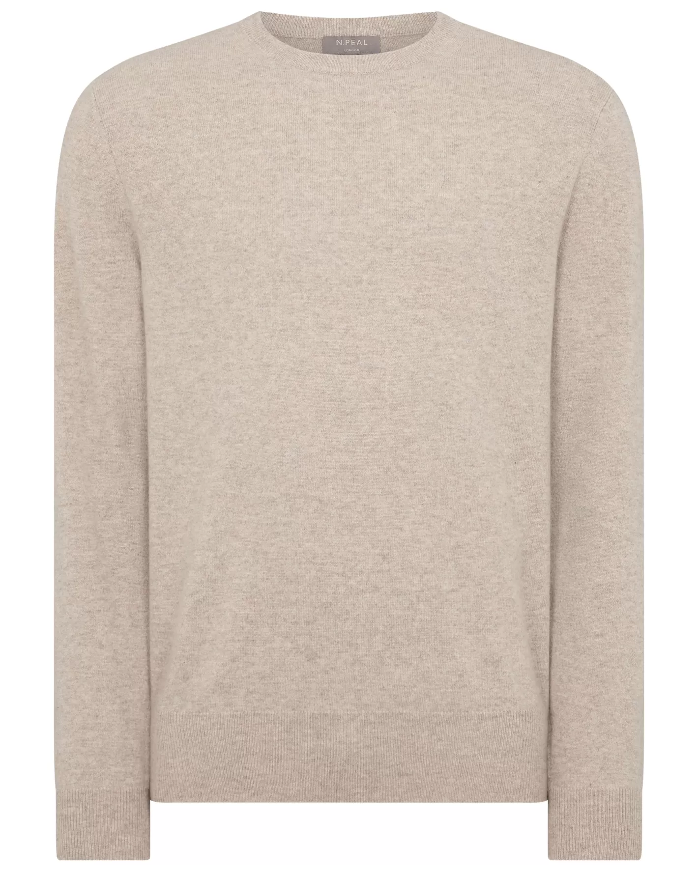 N.Peal Men's Oxford Round Neck Cashmere Sweater*Women Natural | Natural