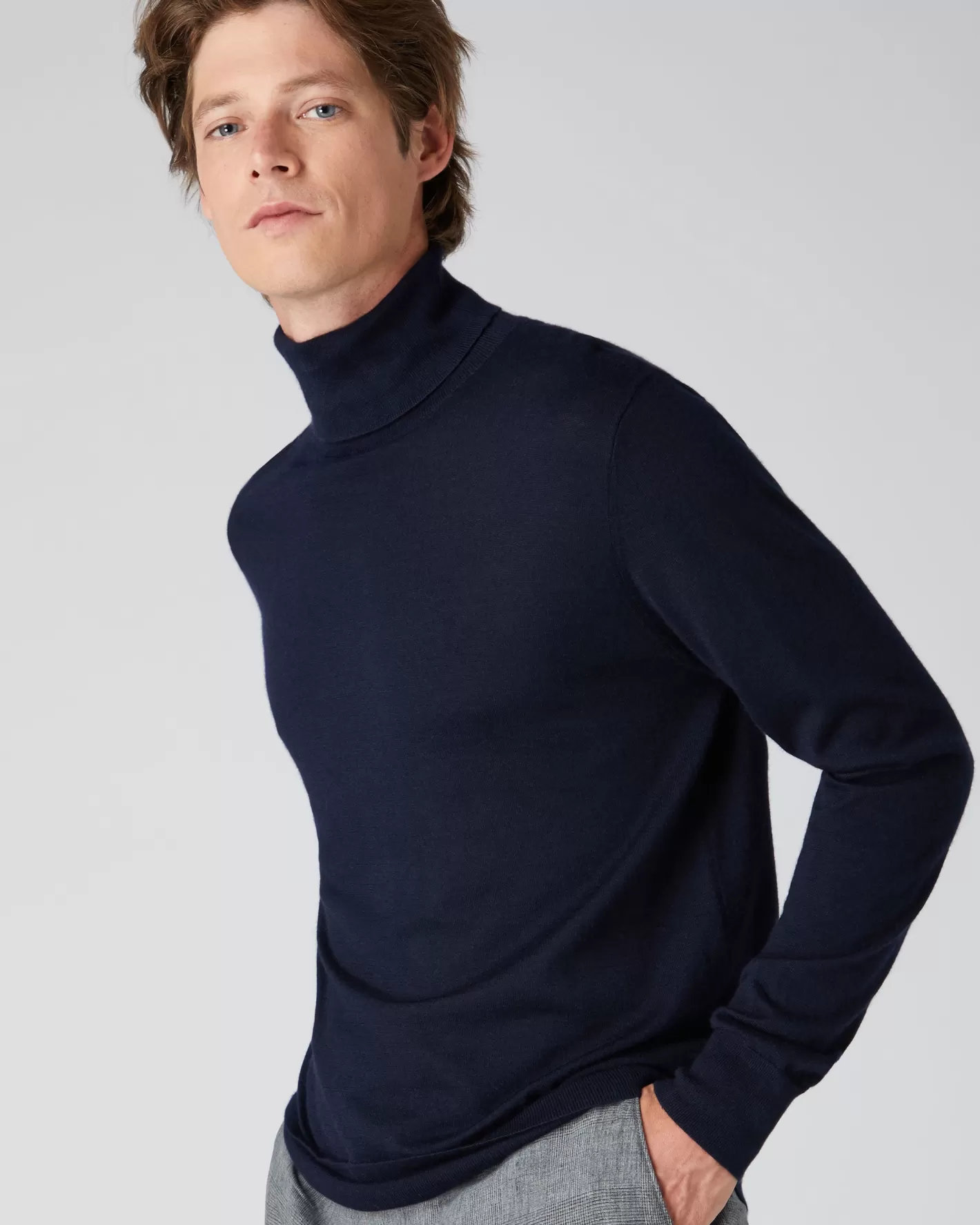 N.Peal Men's Pimlico Fine Gauge Cashmere Turtle Neck Sweater*Women Blue | Blue