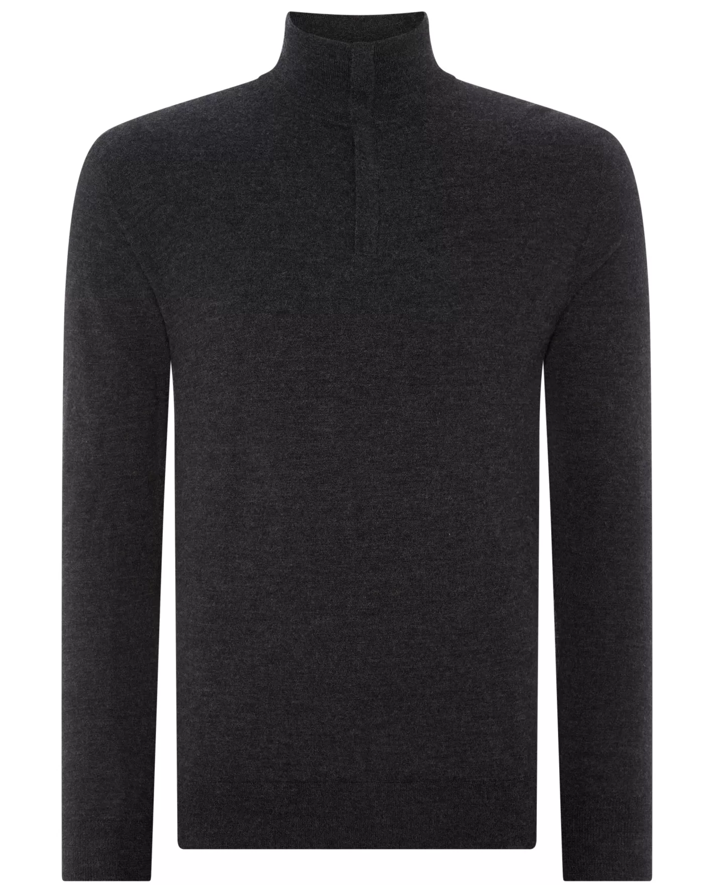 N.Peal Men's Regent Fine Gauge Cashmere Half Zip Sweater* Dark Grey | Fine Gauge Cashmere