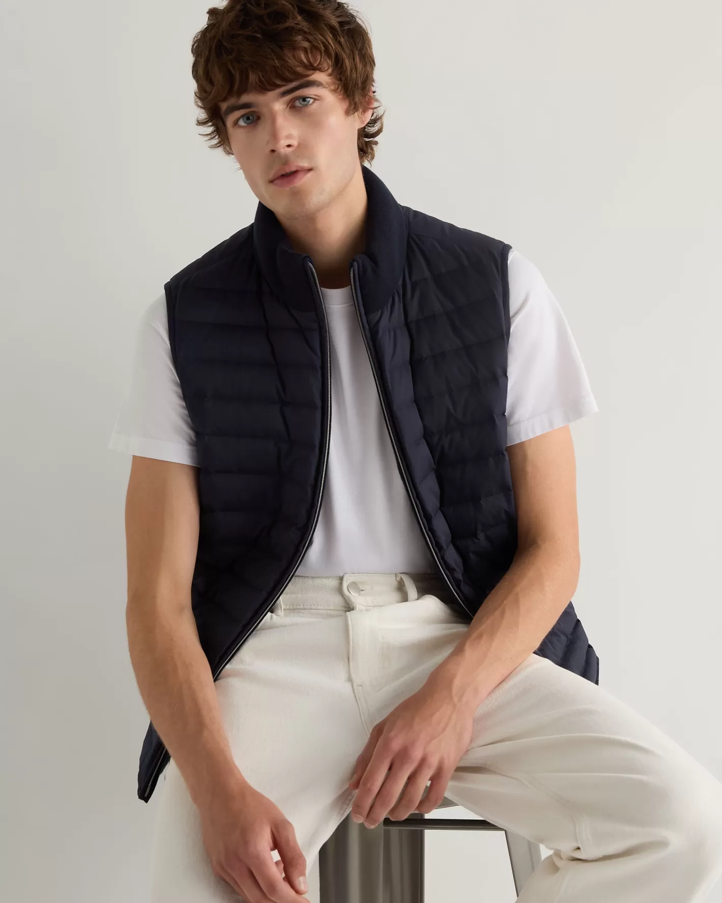 N.Peal Men's Reversible Cotton Blend Gilet*Women Navy | Navy