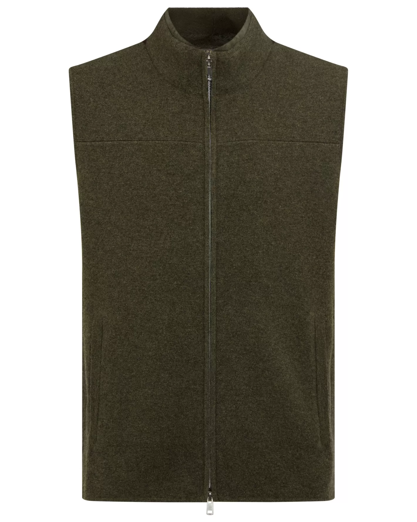 N.Peal Men's Rex Trim Cashmere Gilet* Green | Fur Trim Knitwear