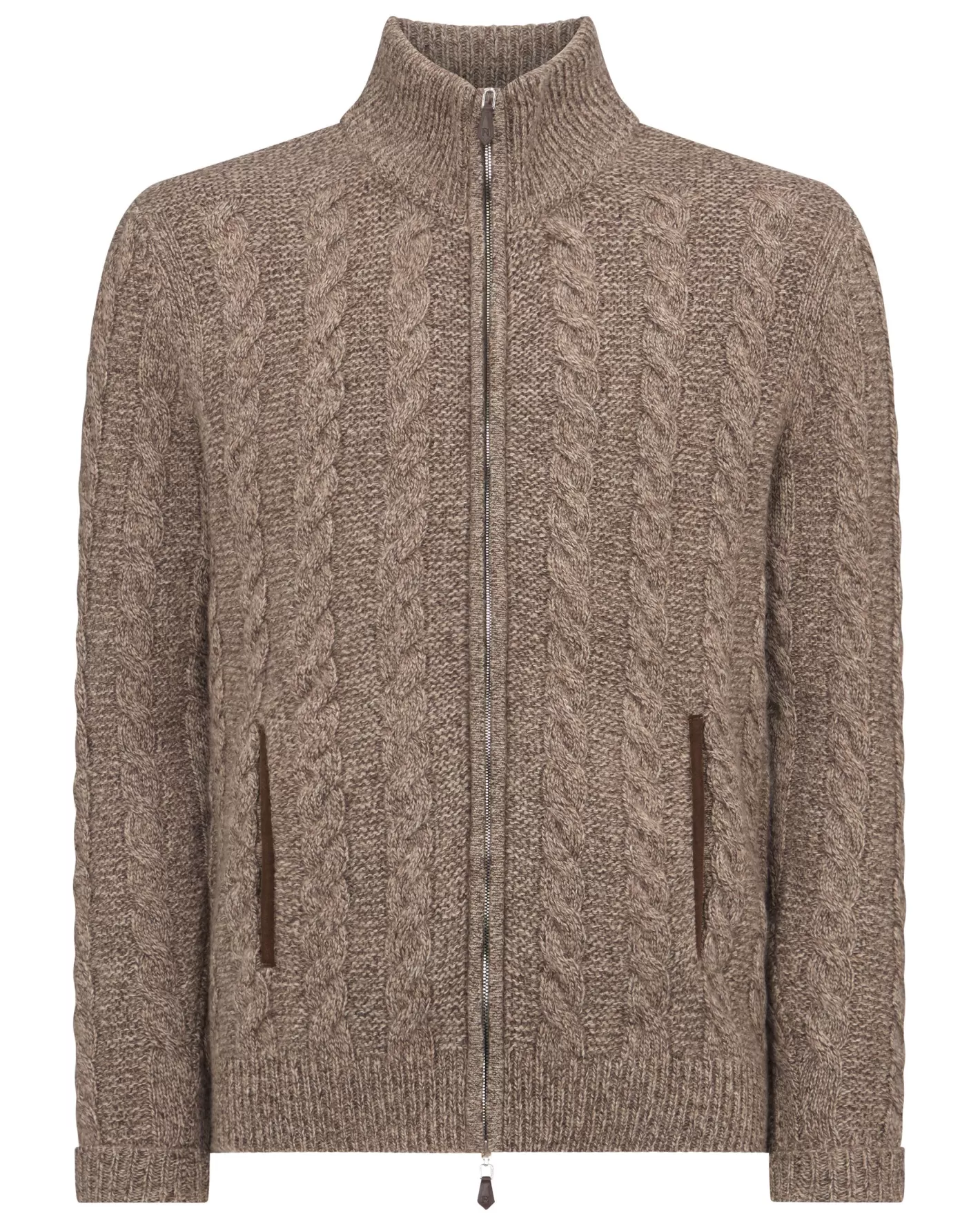 N.Peal Men's Richmond Cable Cashmere Cardigan*Women Natural | Natural