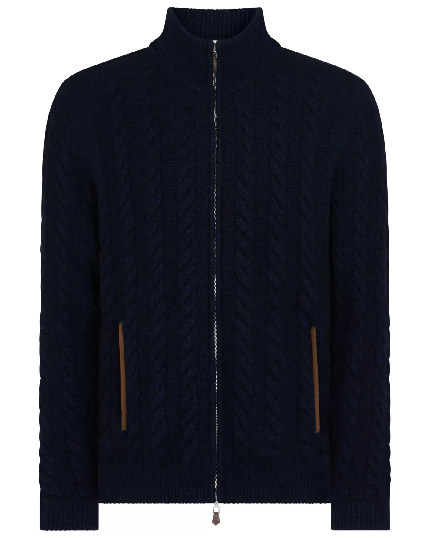 N.Peal Men's Richmond Cable Cashmere Cardigan*Women Navy | Navy