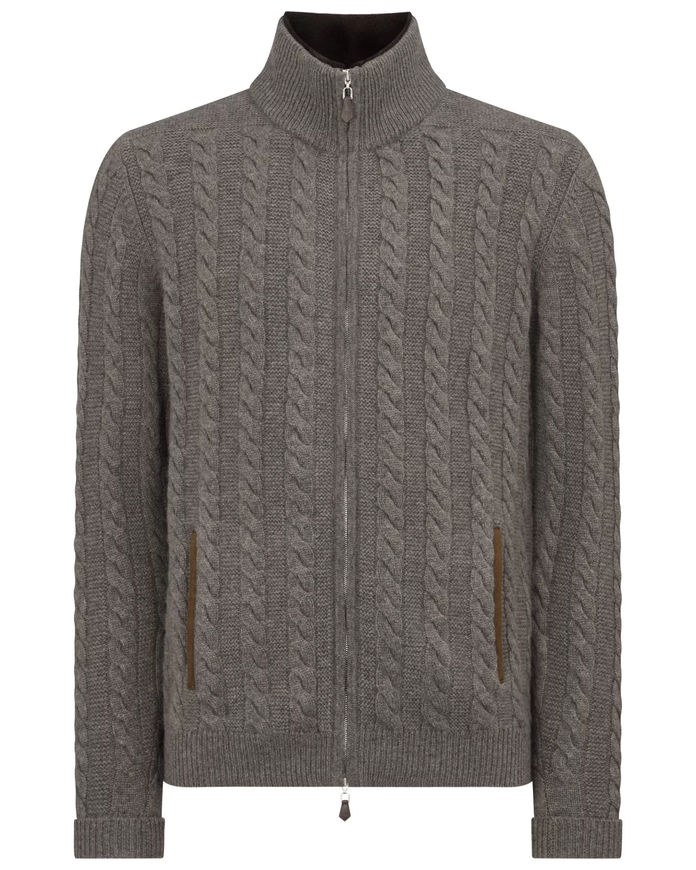 N.Peal Men's Richmond Cable Cashmere Cardigan*Women Natural | Natural