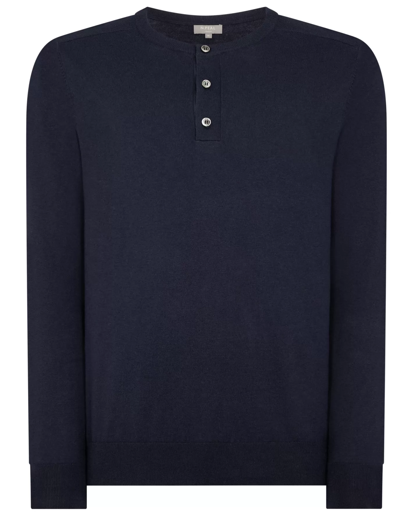 N.Peal Men's Round Neck Cotton Cashmere Henley*Women Blue | Blue