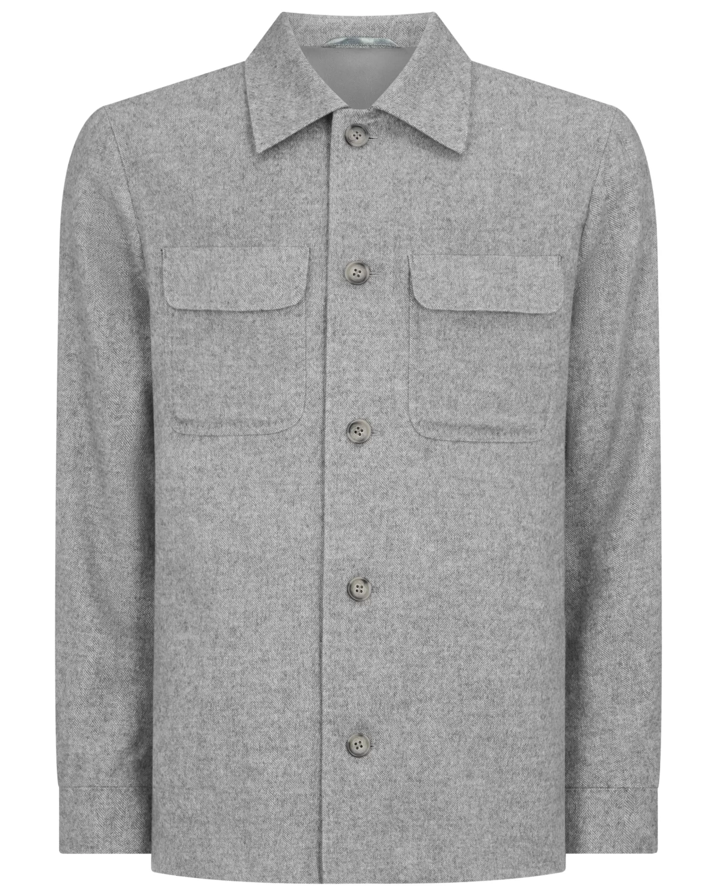 N.Peal Men's Scala Herringbone Overshirt* Dark Grey | Woven Collection