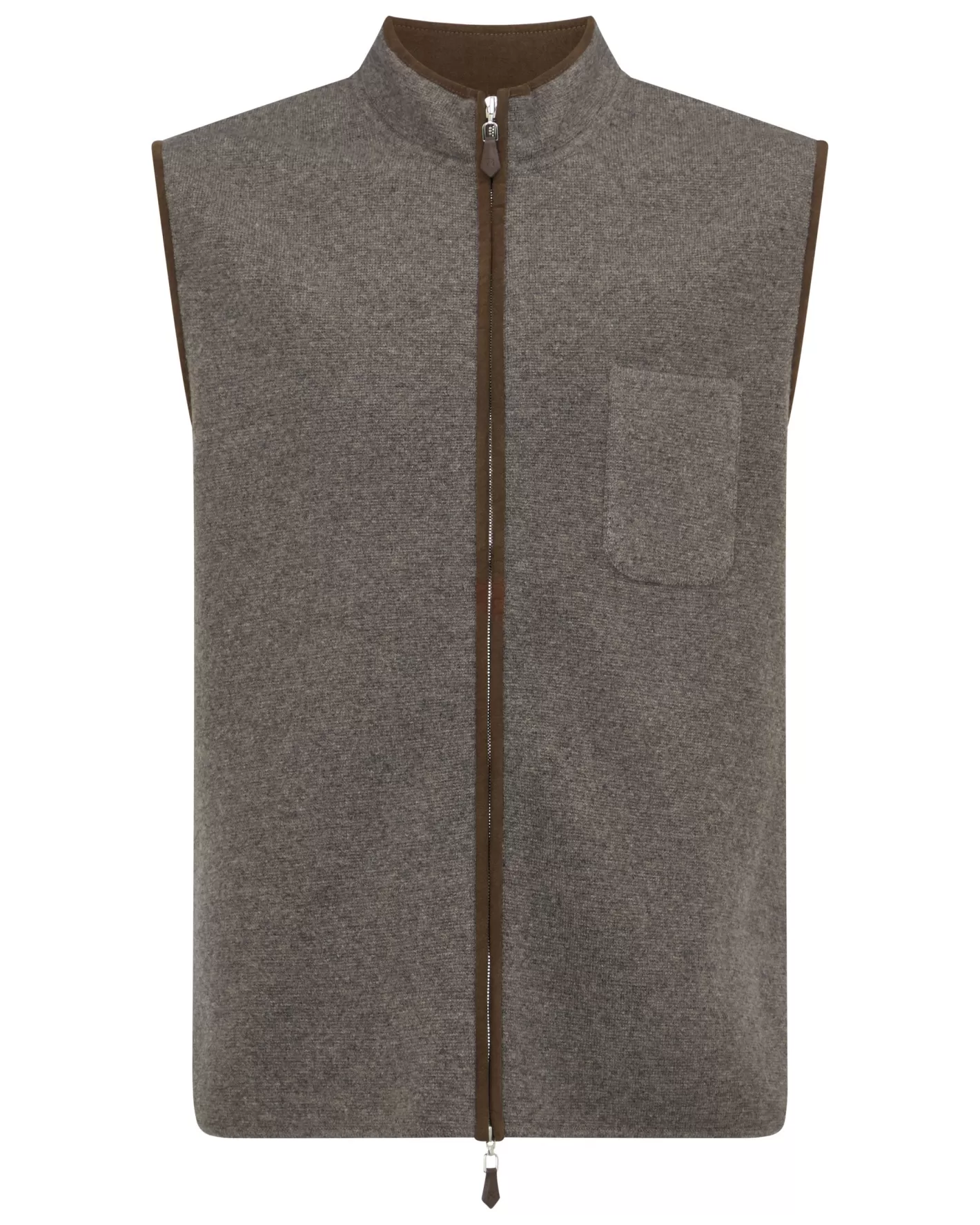 N.Peal Men's Shaftesbury Suede Trim Cashmere Gilet*Women Natural | Natural