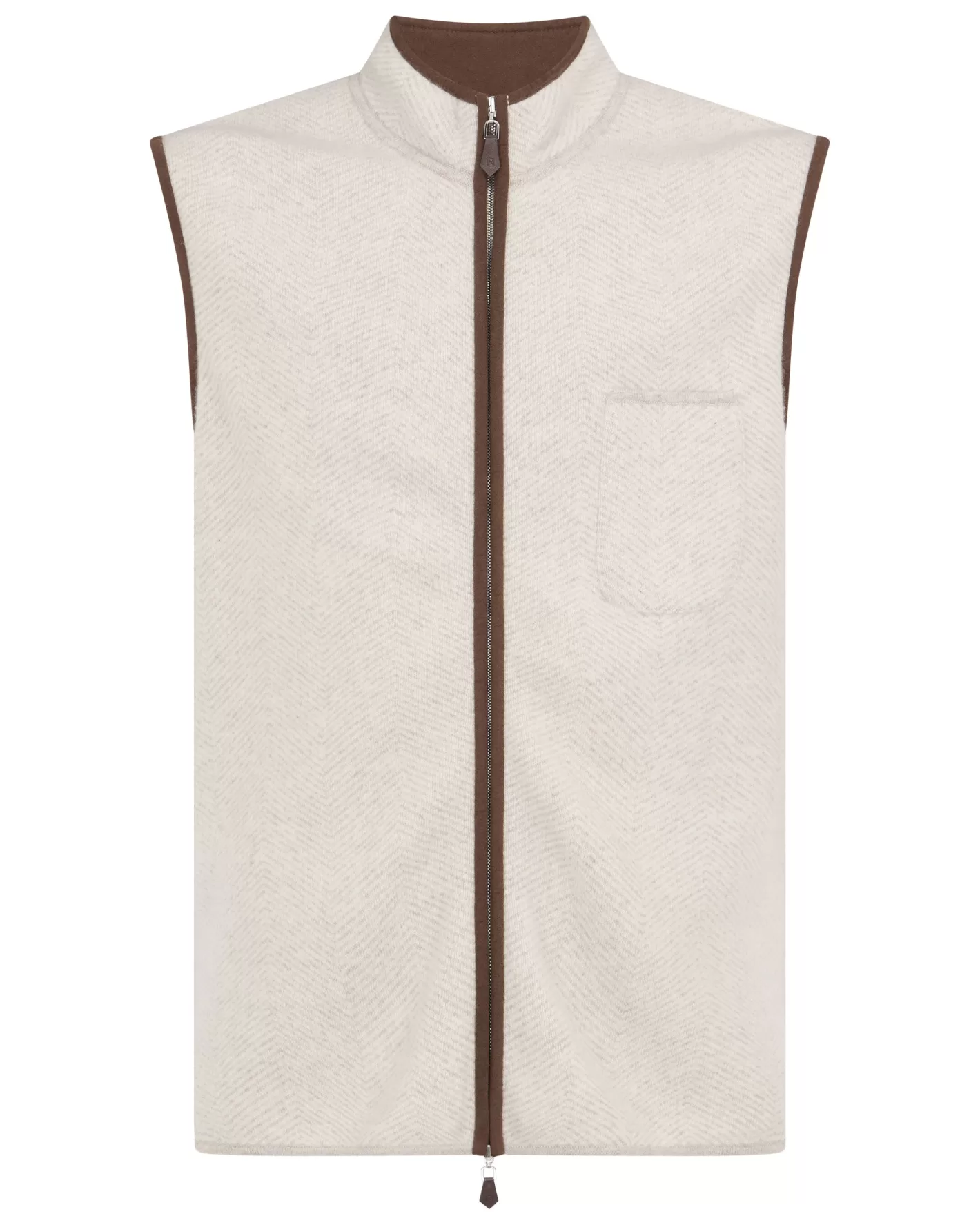 N.Peal Men's Shaftesbury Suede Trim Cashmere Gilet*Women Natural | Natural